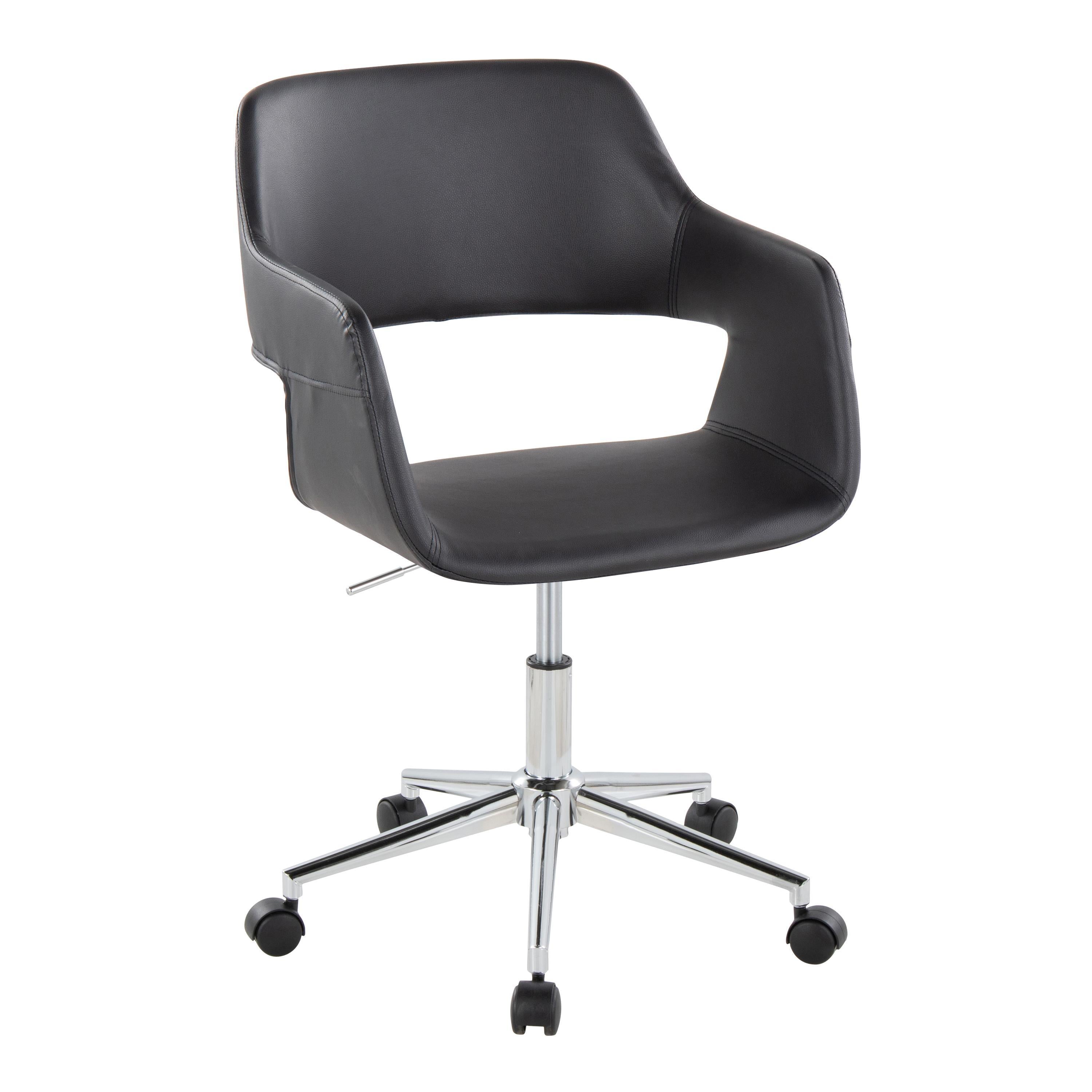 Contemporary Office Chair, 27.5 in, Black, 34.5 in Tall