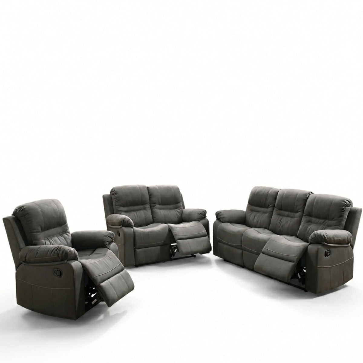 Blue Vegan Leather Reclining 3-Piece Living Room Set