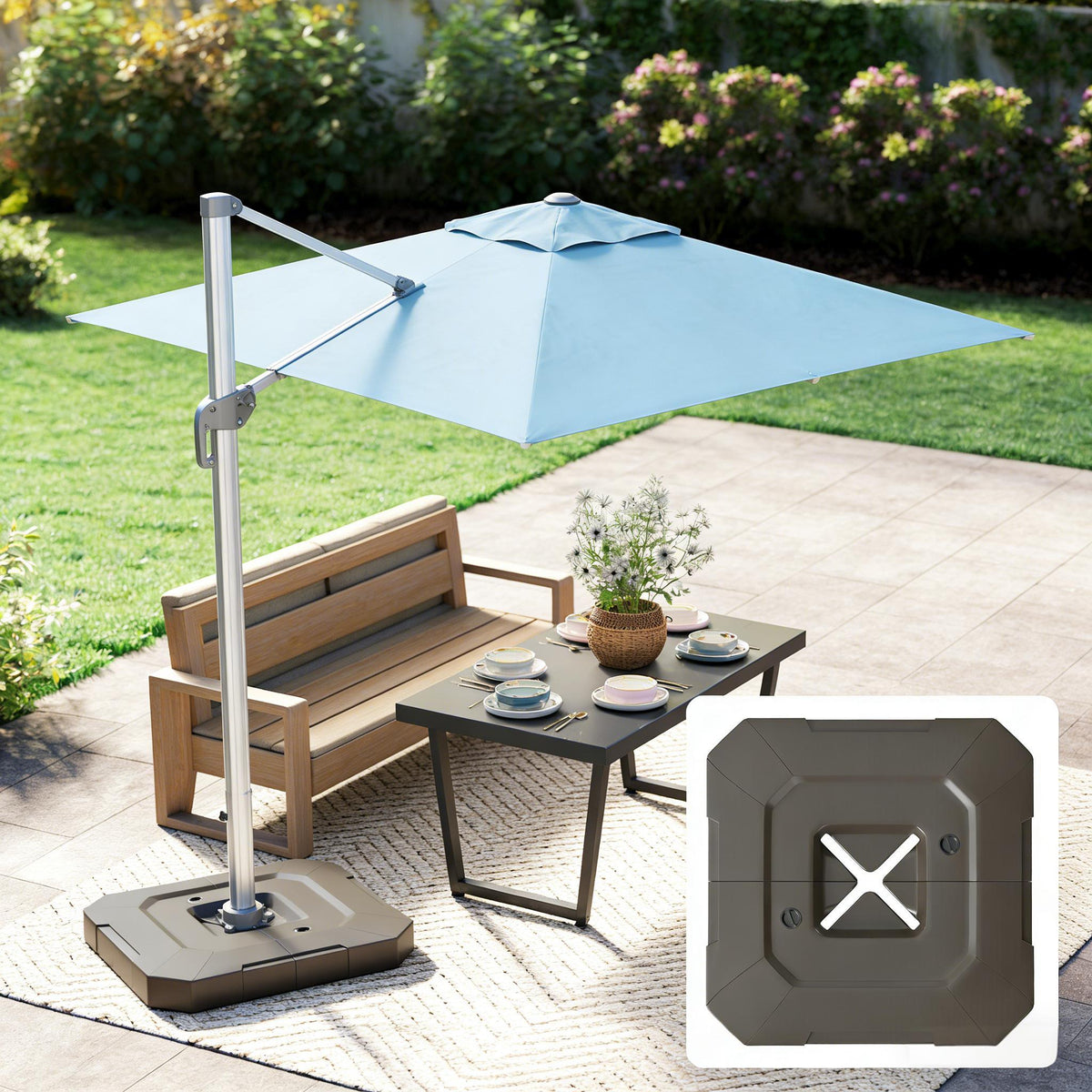 Brown Patio Umbrella Base, 3.3x3.3 ft