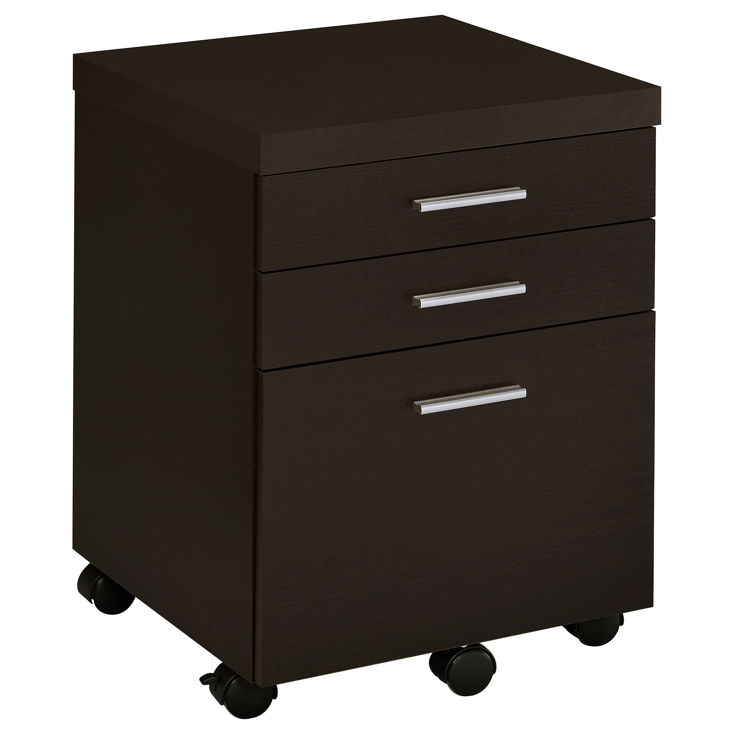 Rolling Modern File Cabinet with Drawers, 18 in, Brown