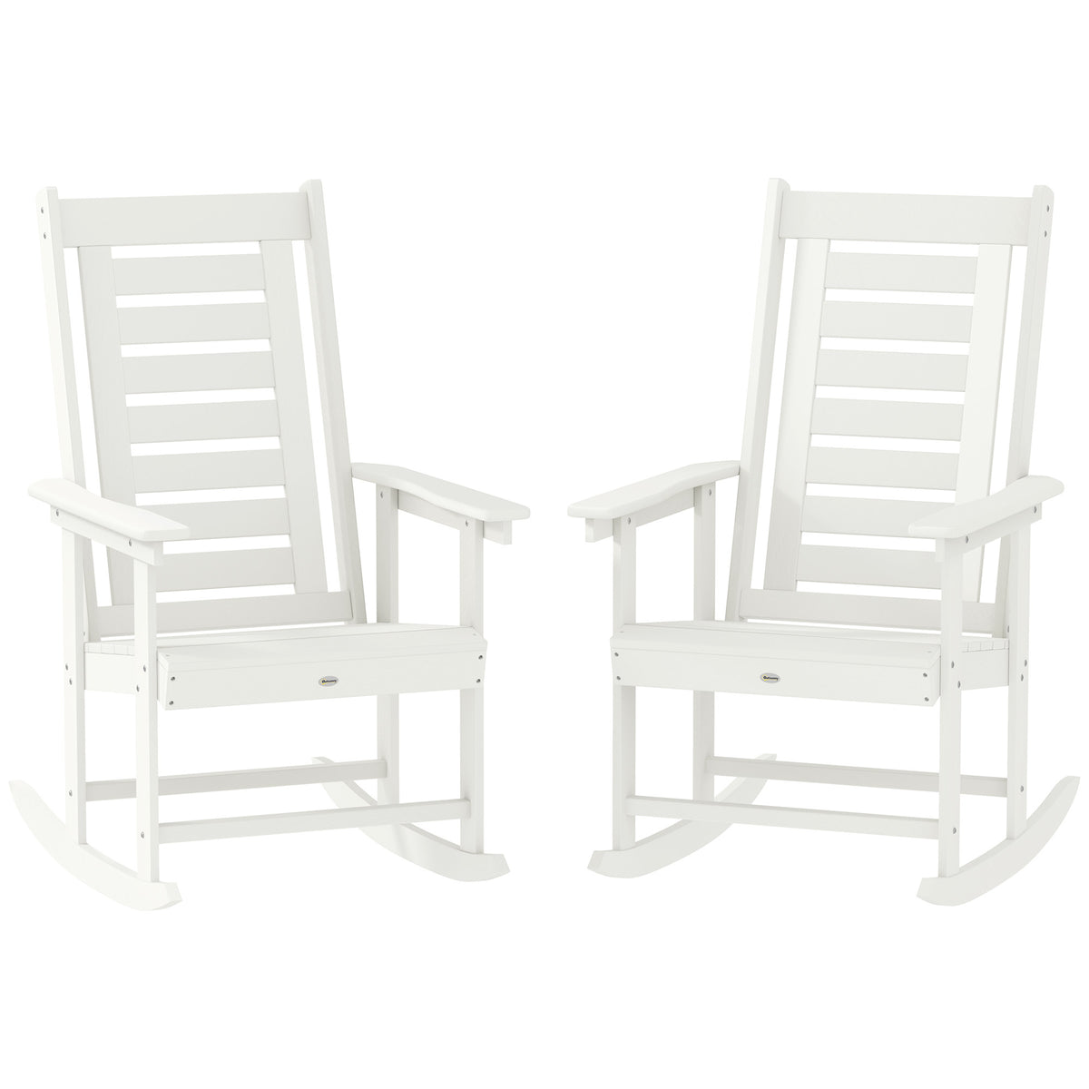 White HDPE Outdoor Rocking Chair, Set of 2, Slatted