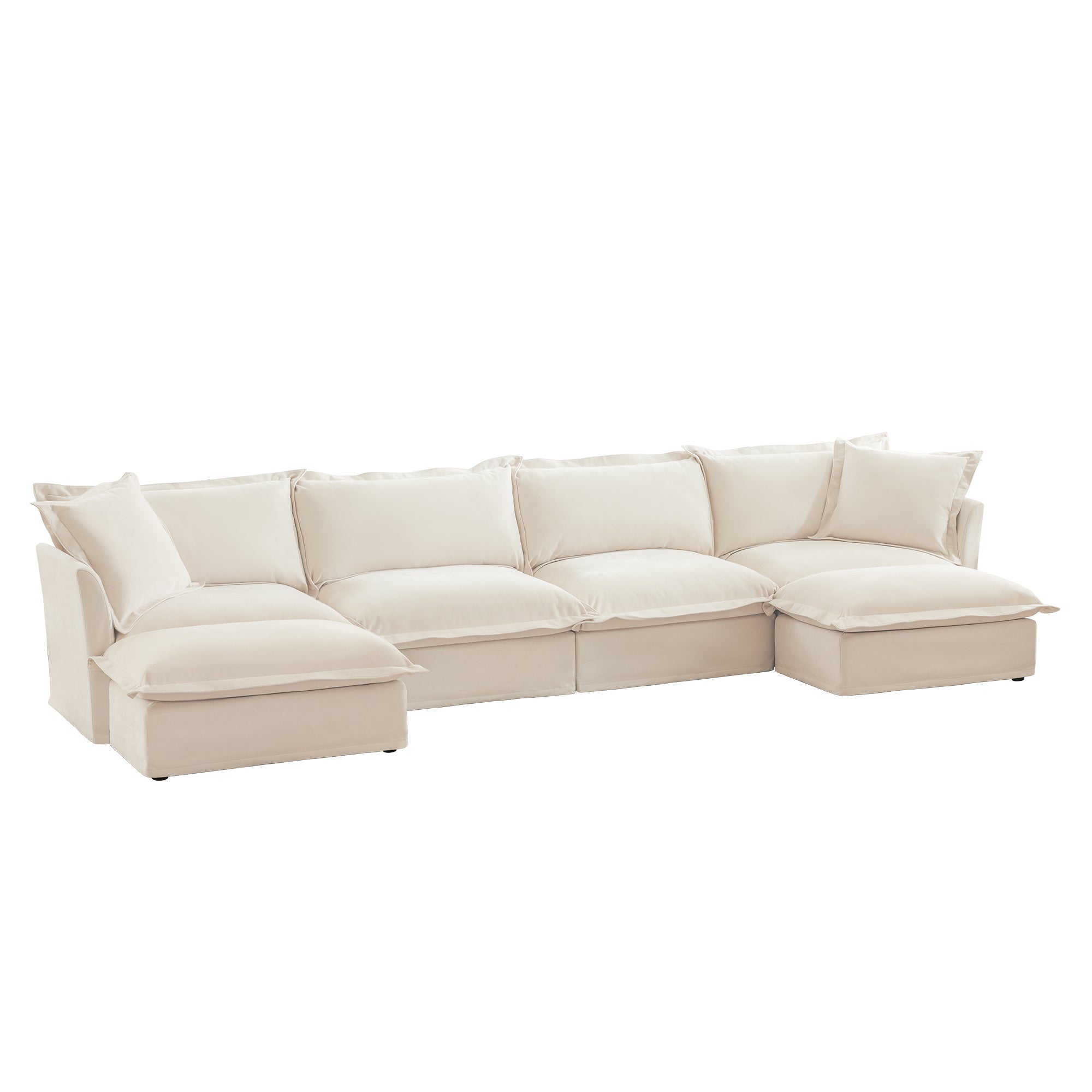 Fluffy 4-Seat Modular Sofa in Chenille Cream #OttOnly_2 #Fabric_Chenille Cream