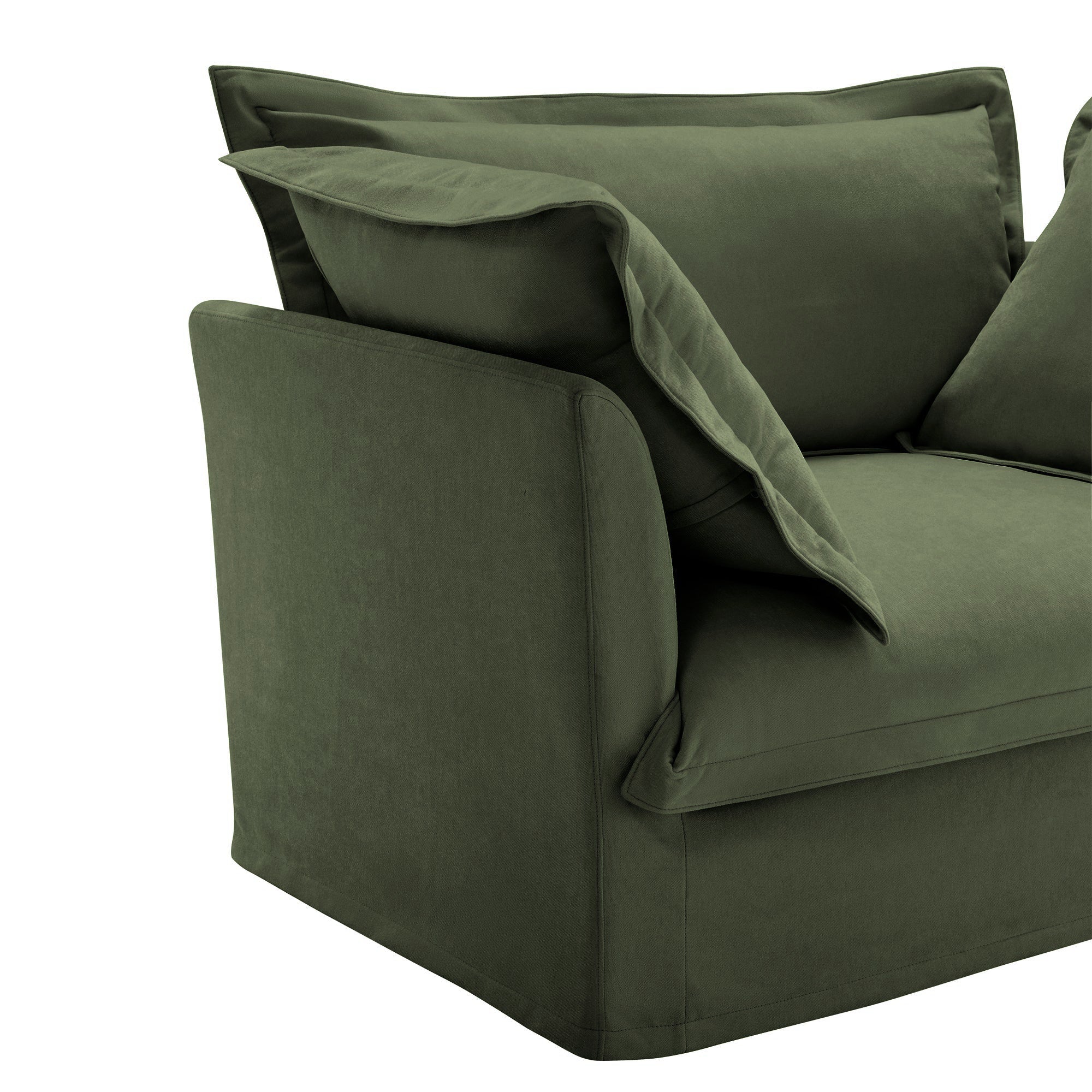 Fluffy 4-Seat Modular Sofa in Chenille Olive #OttOnly_2 #Fabric_Chenille Olive