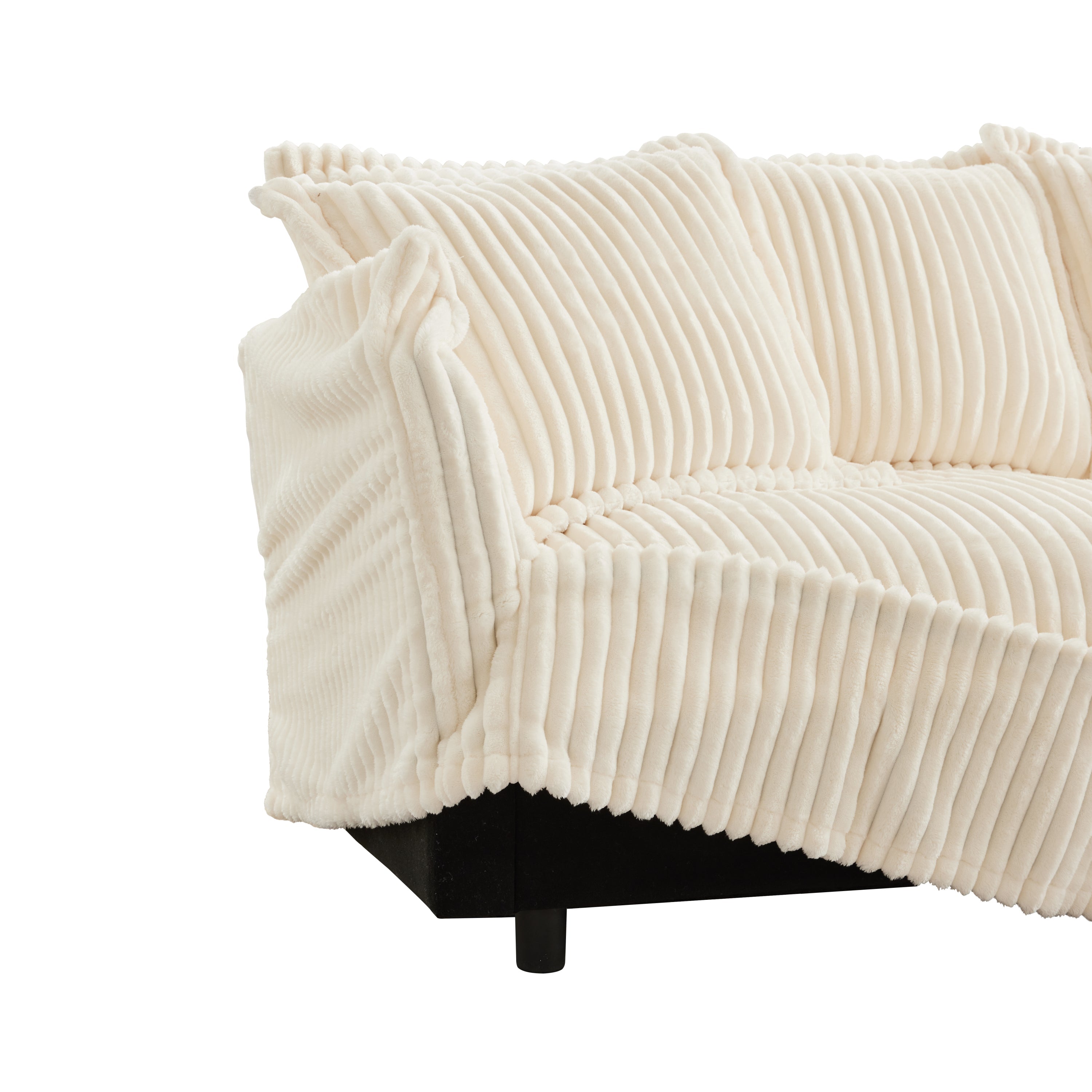 Fluffy 4-Seat Modular Sofa in Corduroy Cream #OttOnly_2 #Fabric_Corduroy Cream