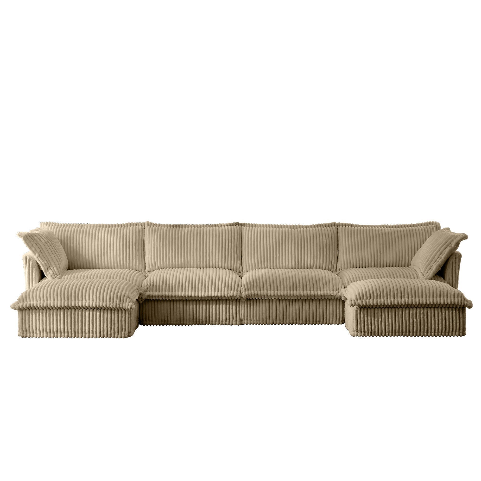 Fluffy 4-Seat Modular Sofa in Corduroy Camel #OttOnly_2 #Fabric_Corduroy Camel