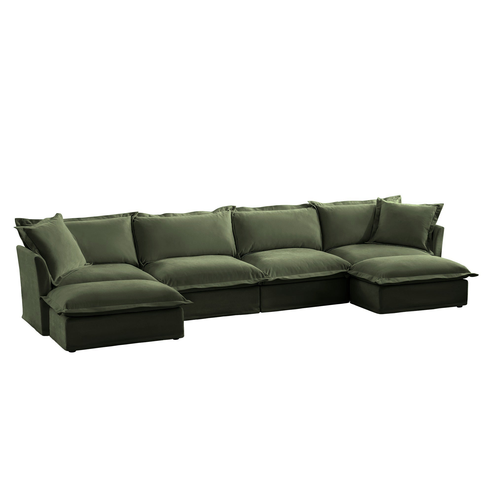 Fluffy 4-Seat Modular Sofa in Chenille Olive #OttOnly_2 #Fabric_Chenille Olive