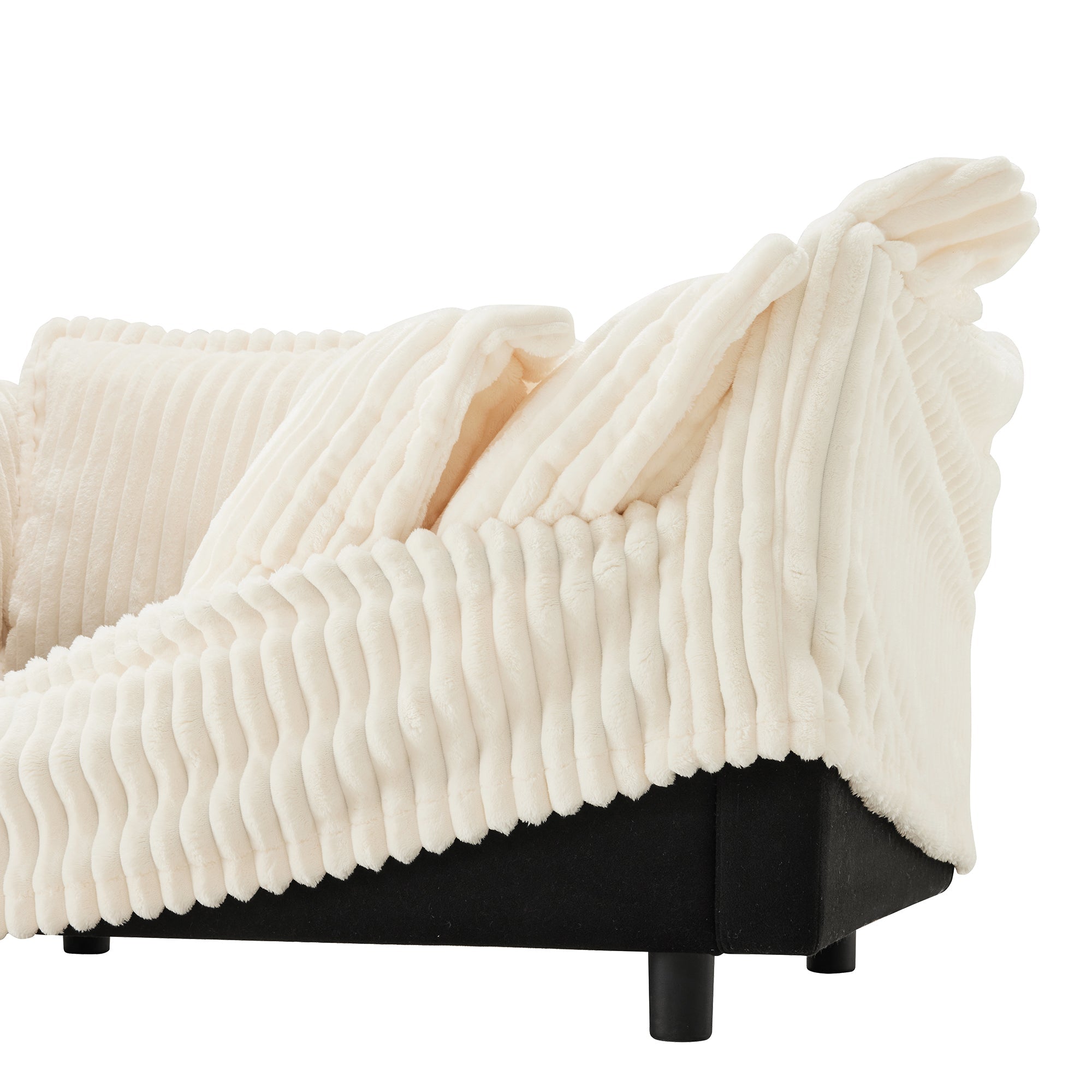Fluffy 4-Seat Modular Sofa in Corduroy Cream #OttOnly_1 #Fabric_Corduroy Cream