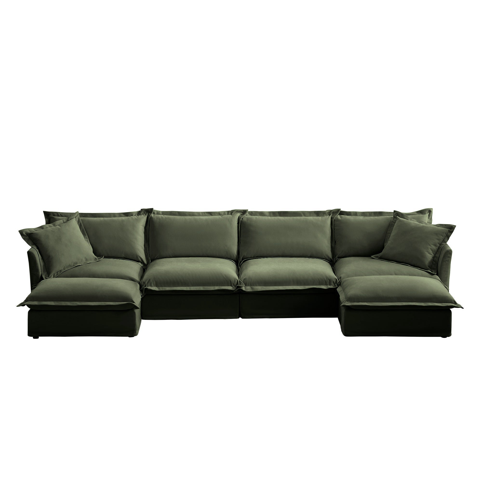Fluffy 4-Seat Modular Sofa in Chenille Olive #OttOnly_2 #Fabric_Chenille Olive
