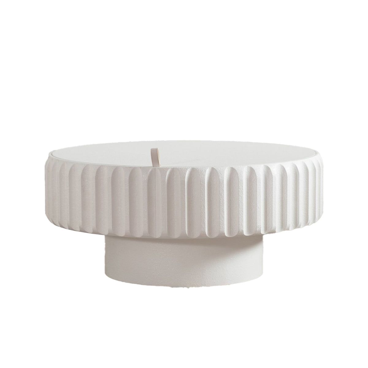 Cream Round Fluted Coffee Table with Storage, 31.5 in
