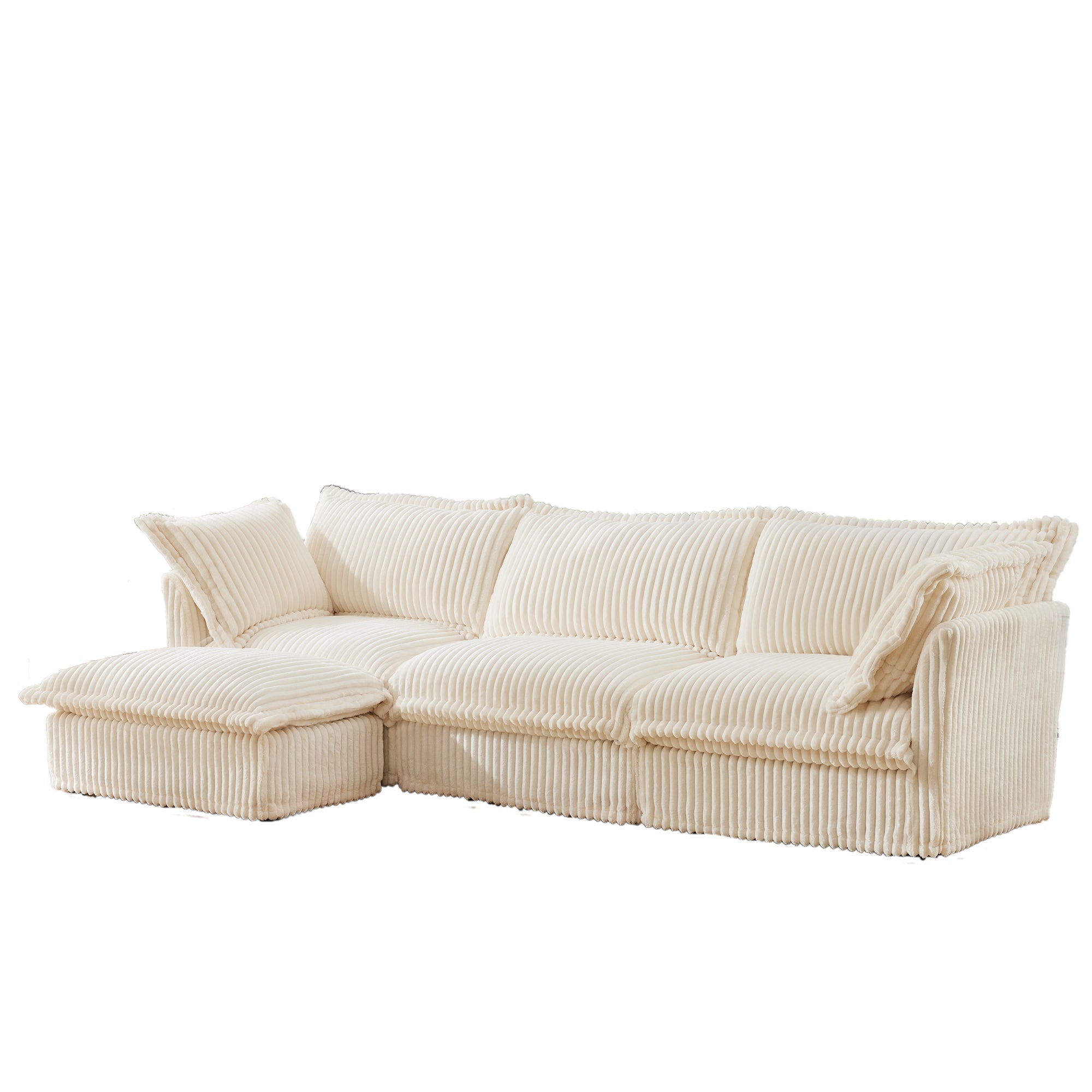 Fluffy 3-Seat Modular Sofa in Corduroy Cream #OttOnly_1 #Fabric_Corduroy Cream