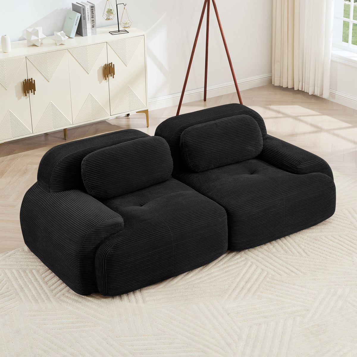Black Corduroy Loveseat