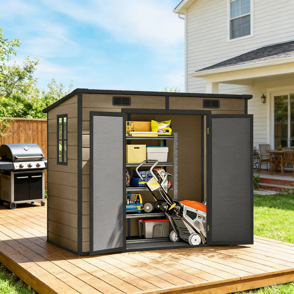 Light Brown Aluminum Storage Shed