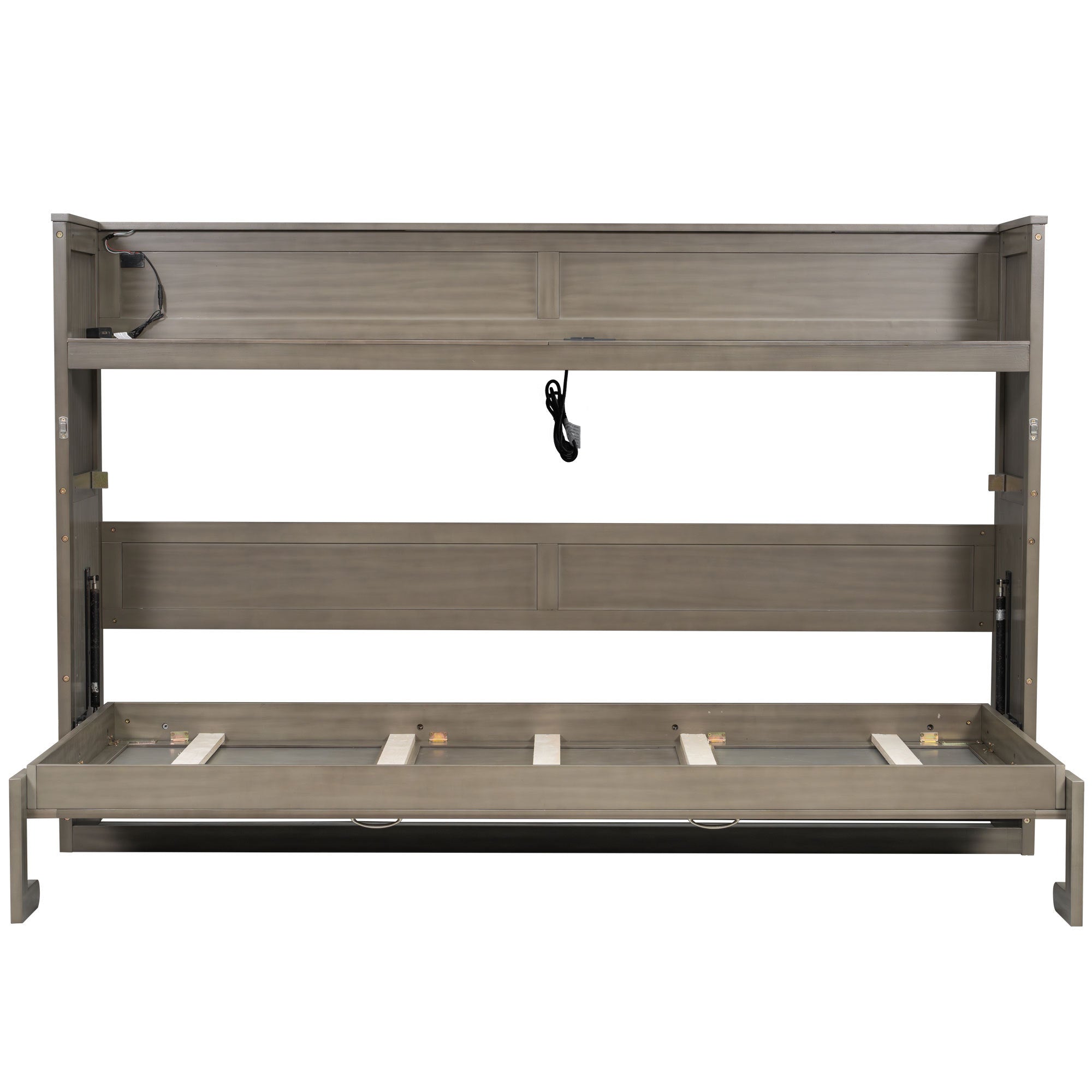 Twin XL Murphy Bed with Desk, LED Light and USB Ports