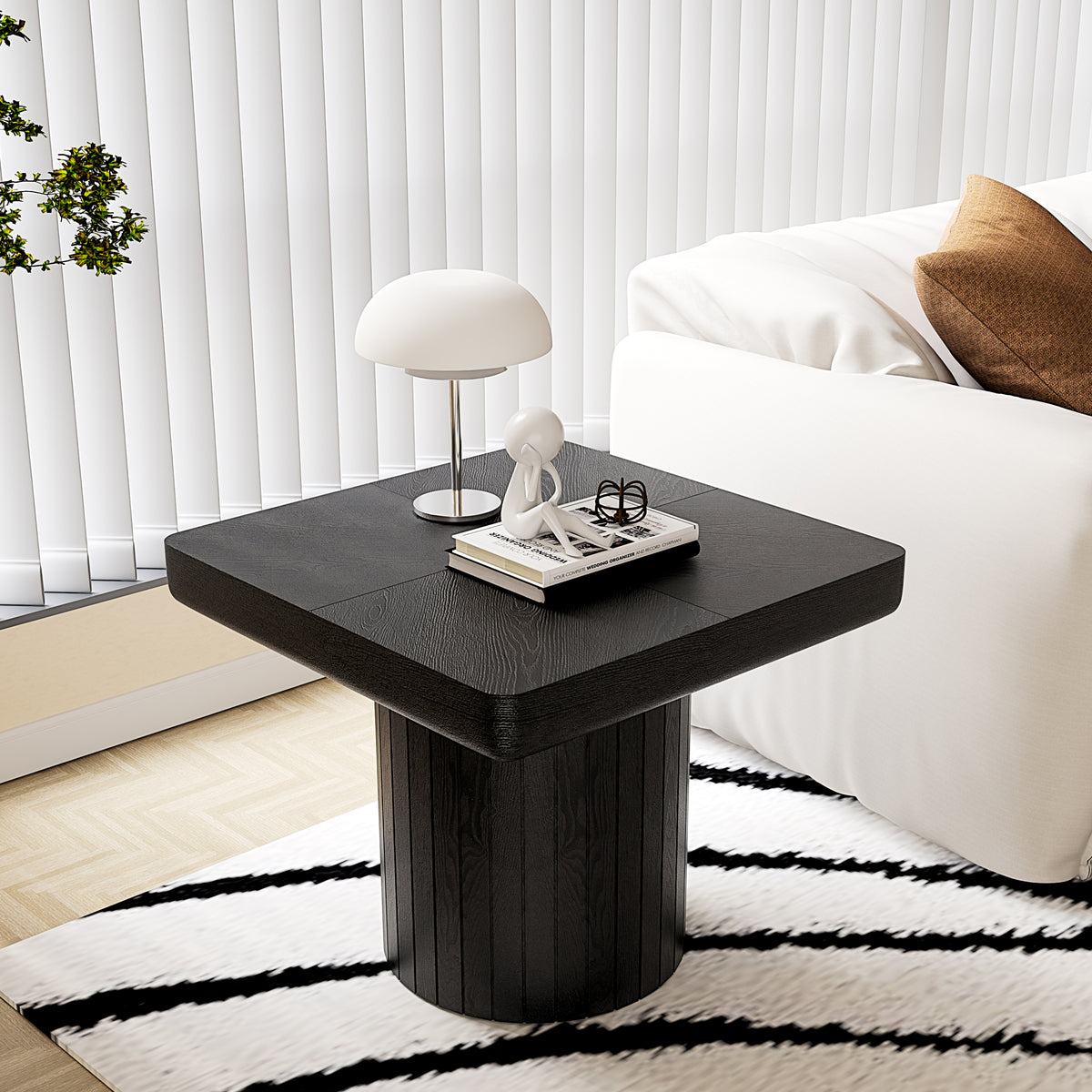 Black Square Side Table, 23.6 in