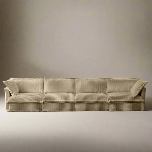 Fluffy Corduroy 4-Seat Couch – Camel, Washable