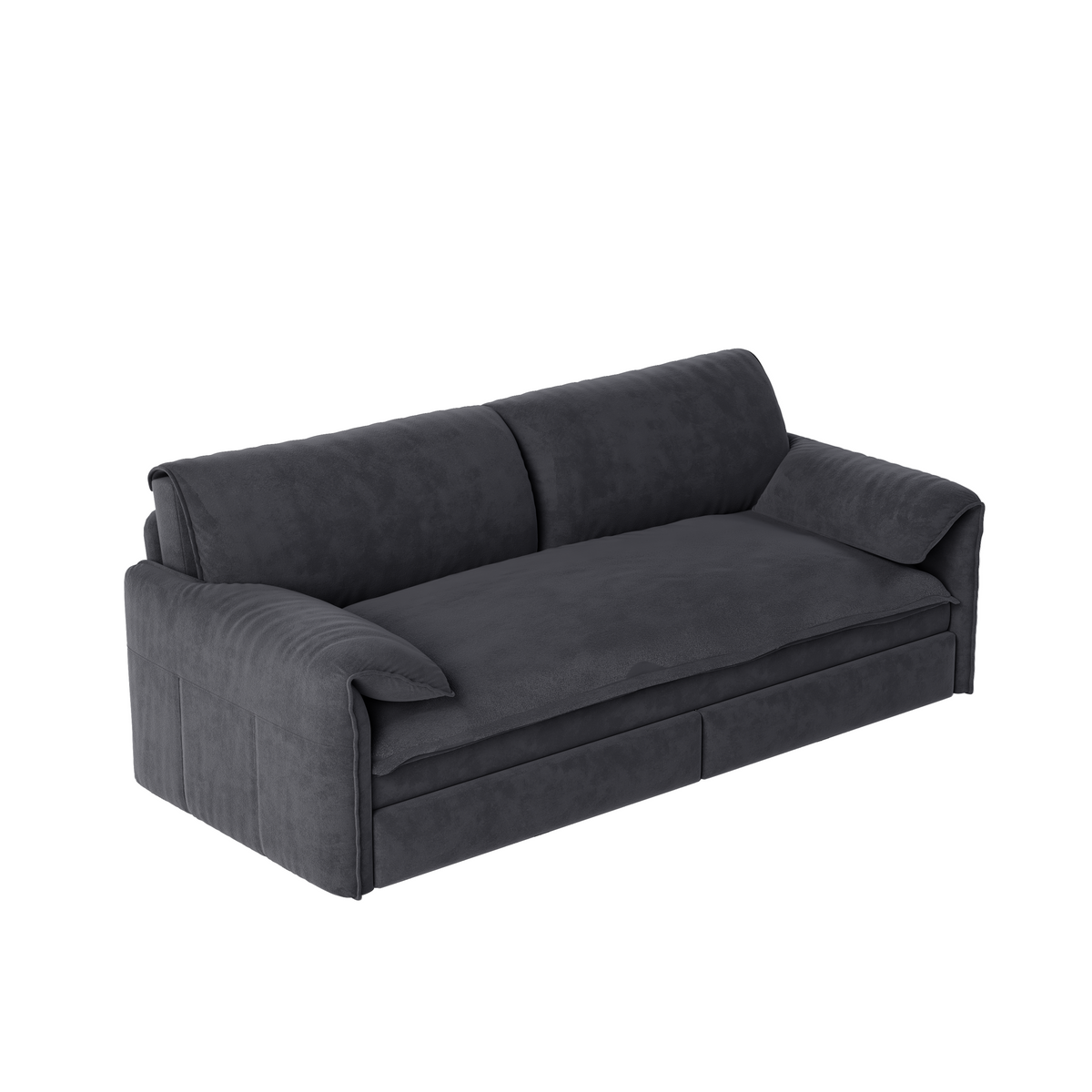 Gray Velvet 2-Seat Queen Sleeper Sofa with Storage, 66 in Wide