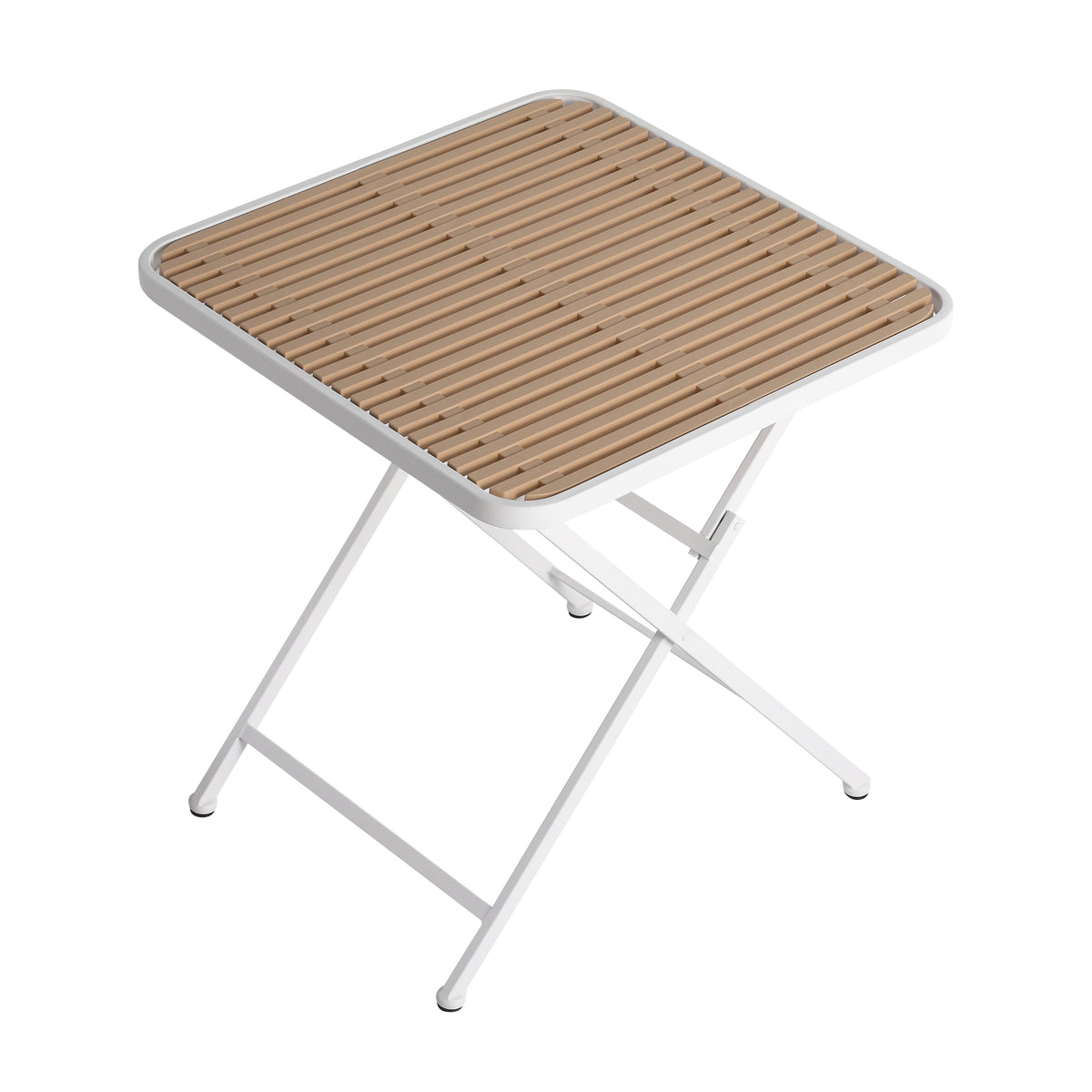 Khaki Folding Square Outdoor Bistro Table, 27.6 in Wide