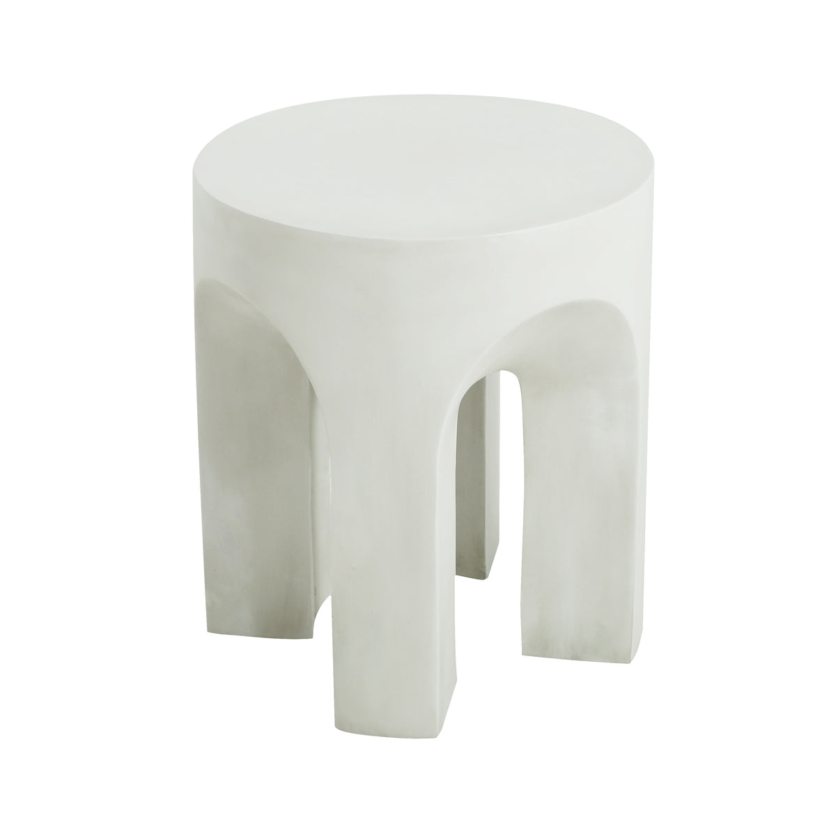 White Concrete Round Outdoor Side Table