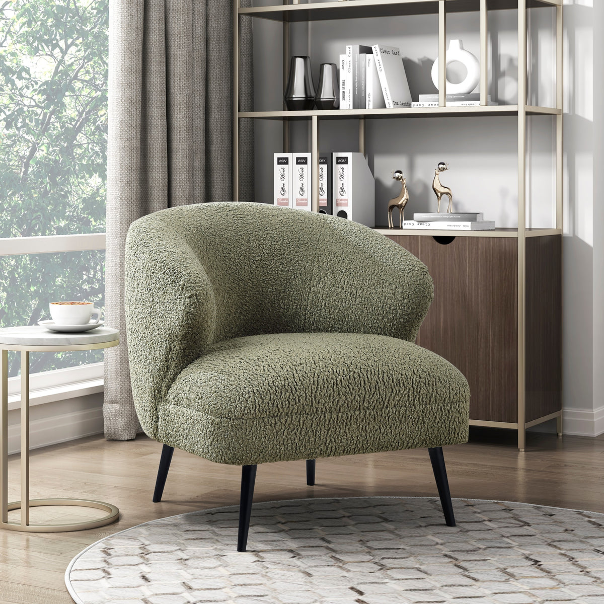 Green Boucle Accent Chair