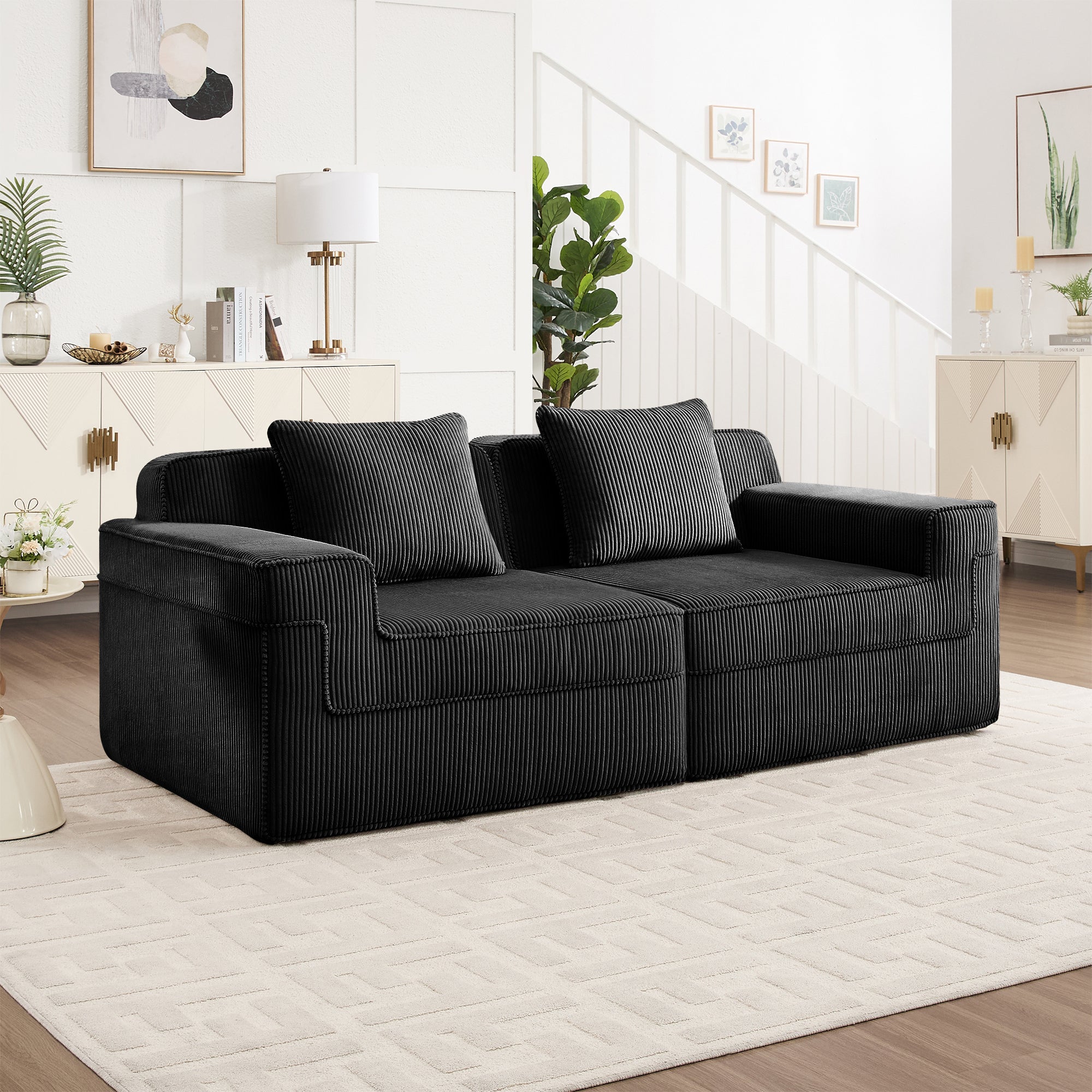 Hudson 2-Seat Boneless Couch in Black #OttOnly_0 #Color_Black
