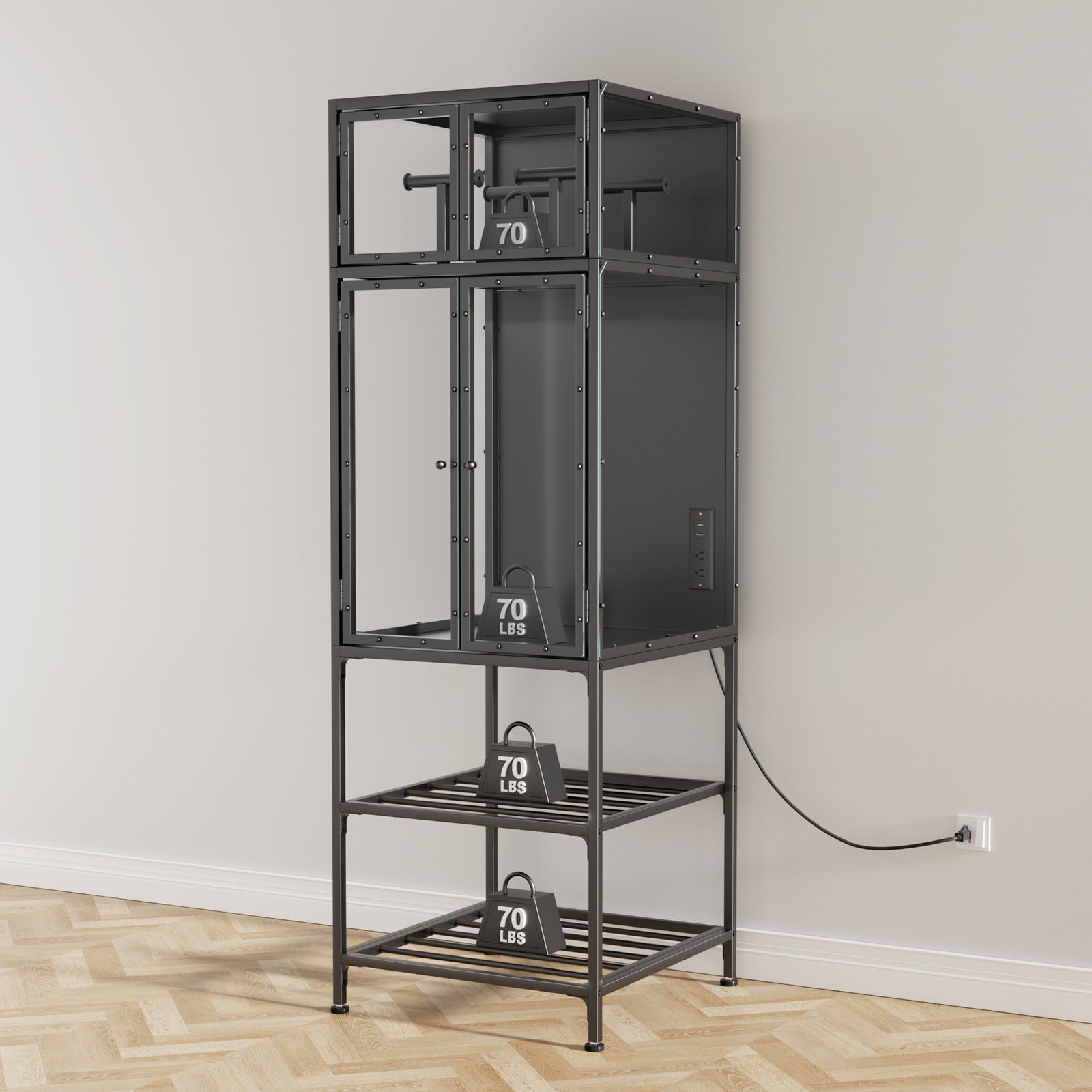 Storage Cabinet, 23.6 in, Black, 23.2 in Deep