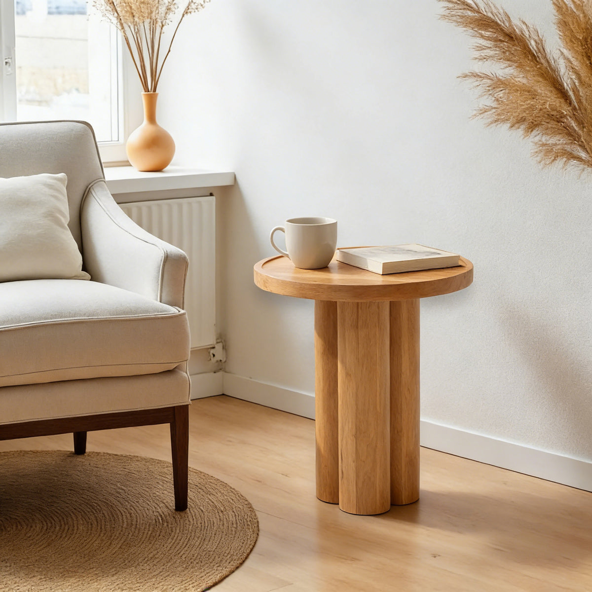 Natural Round Side Table, 17 in