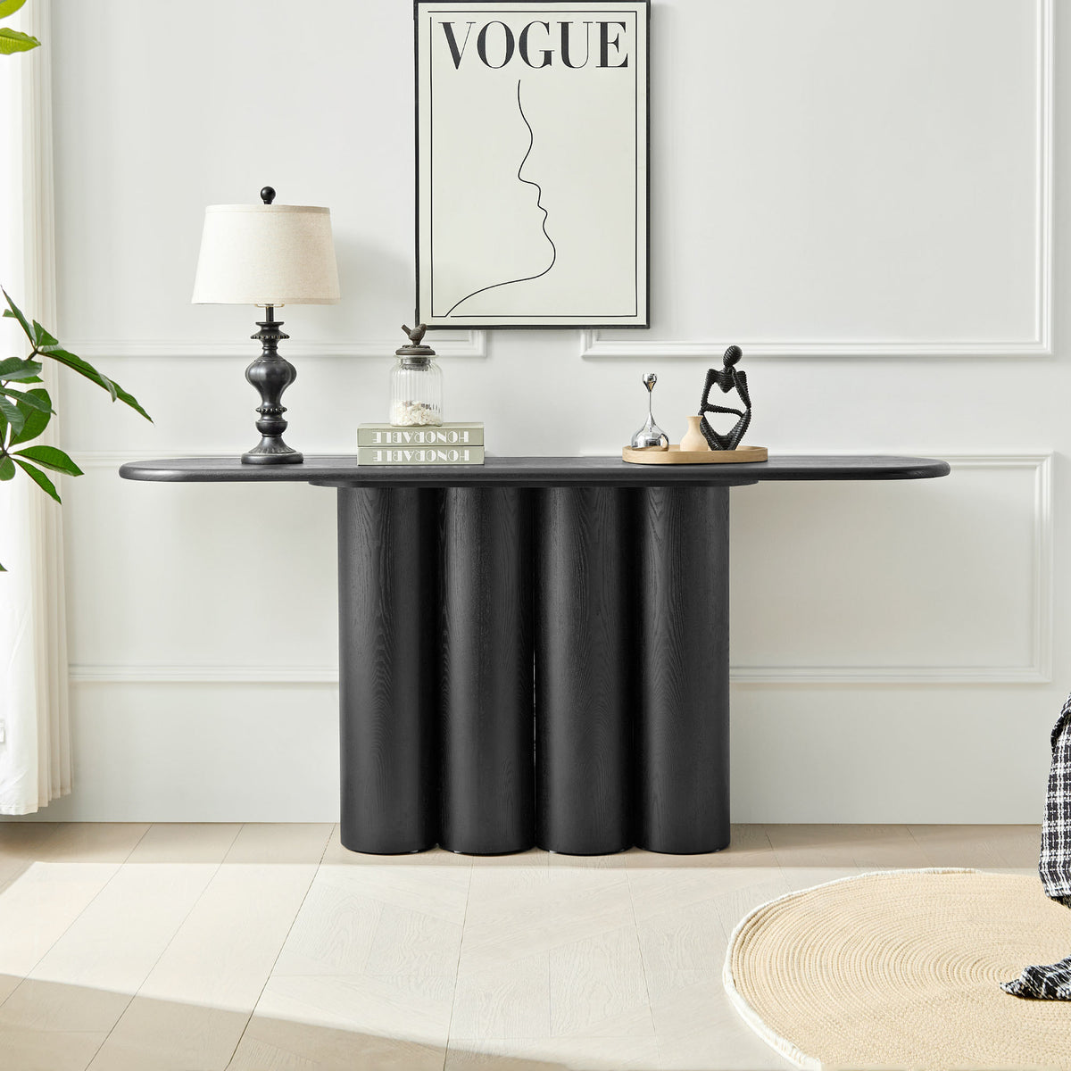 Black Entryway Console Table, 66.9 in Wide