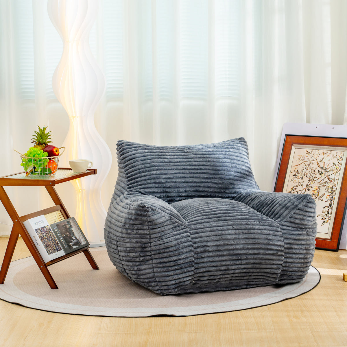 Gray Corduroy Bean Bag Chair