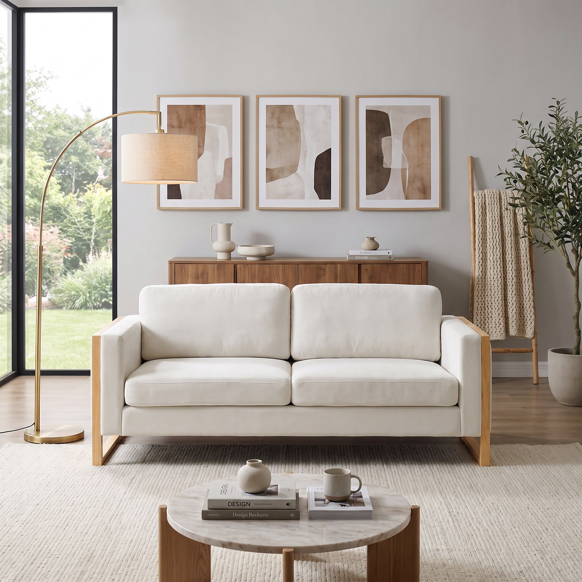White 3-Seat Couch, 79 in Wide