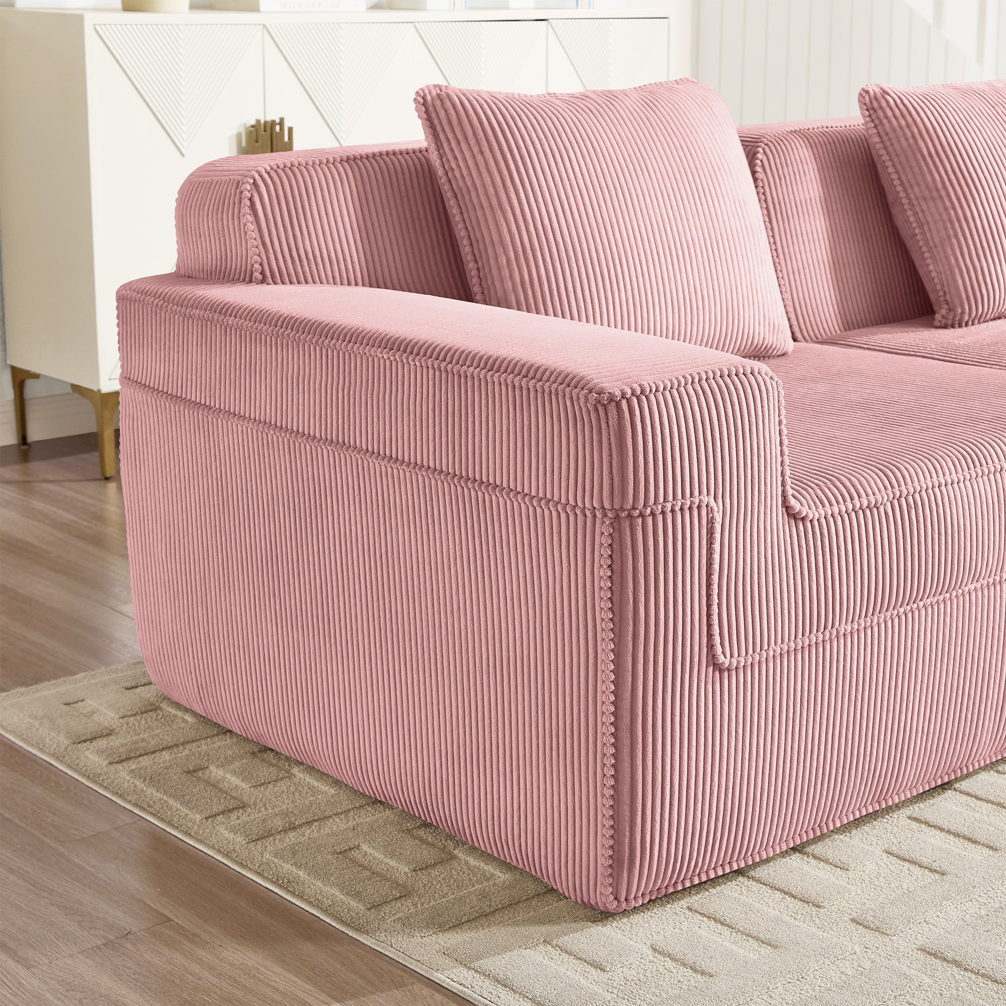 Hudson 4-Seat Boneless Couch in Pink #Color_Pink