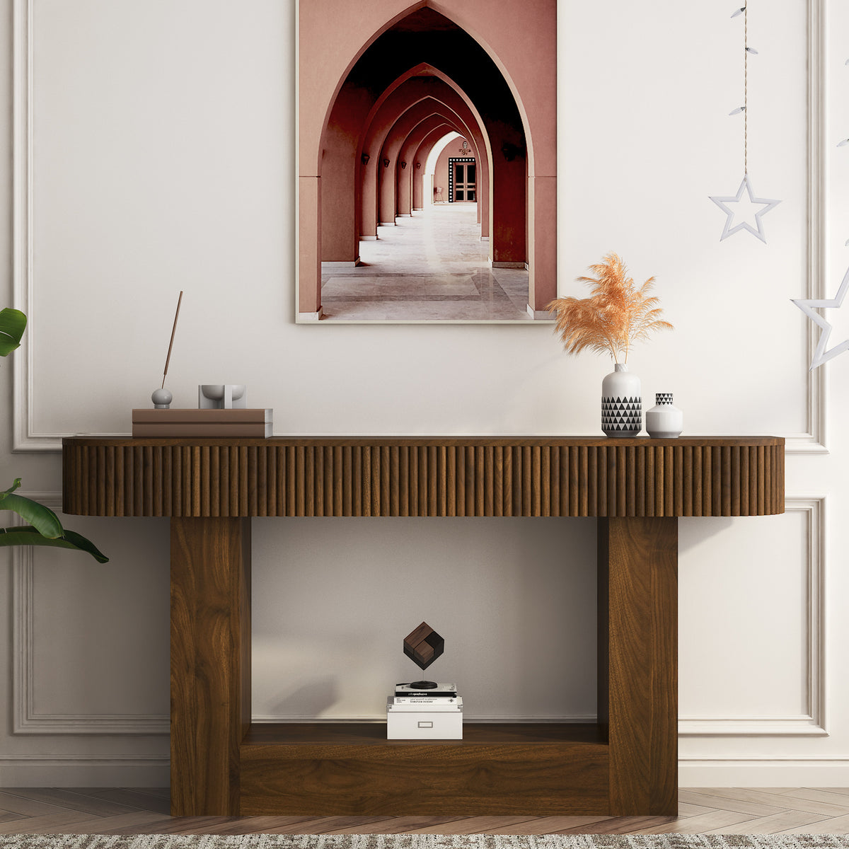 Entryway Console Table, 62.9 in Wide, Smooth Legs