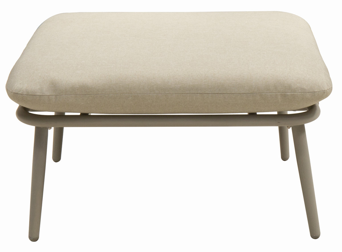 Beige Metal Outdoor Ottoman with Cushions