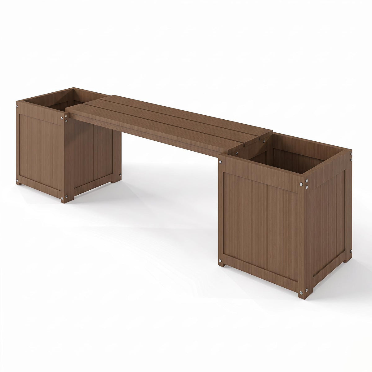 Brown HDPE Outdoor Bench, 71 in Wide