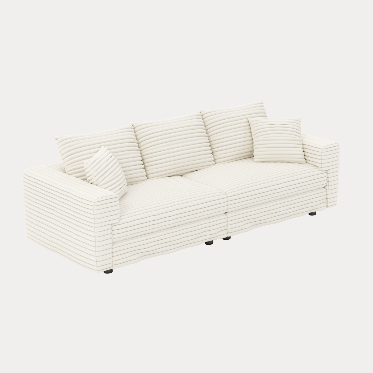 Beige Corduroy 3-Seat Couch, Deep Seat, 82.7 in Wide