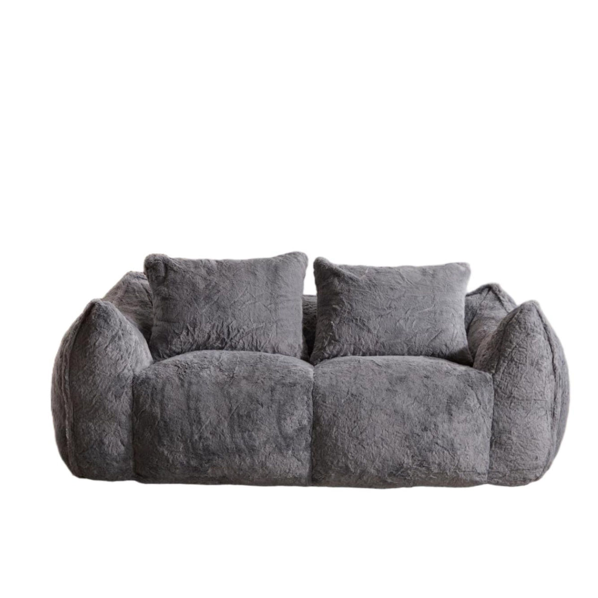 Gray Faux Fur Bean Bag Sofa