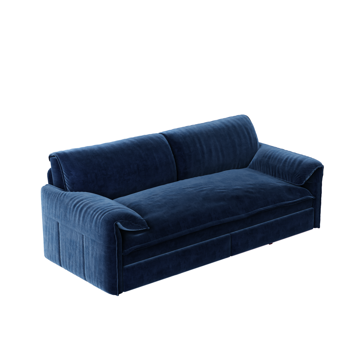 Blue Velvet 2-Seat Queen Sleeper Sofa with Storage, 66 in Wide
