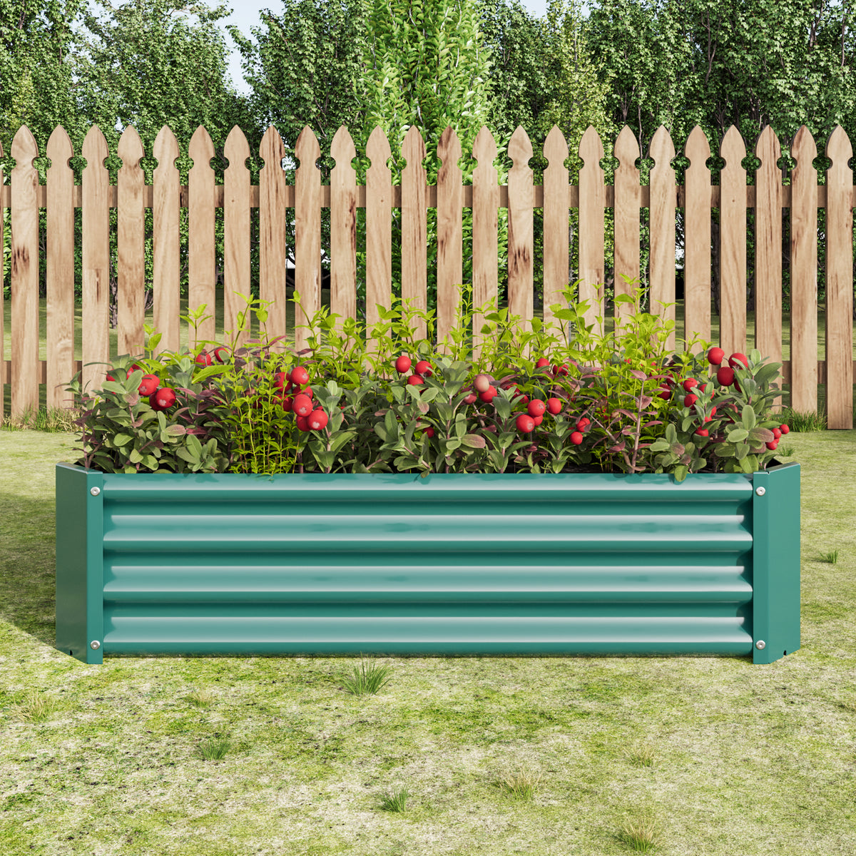 2x4 ft Green Metal Raised Garden Bed