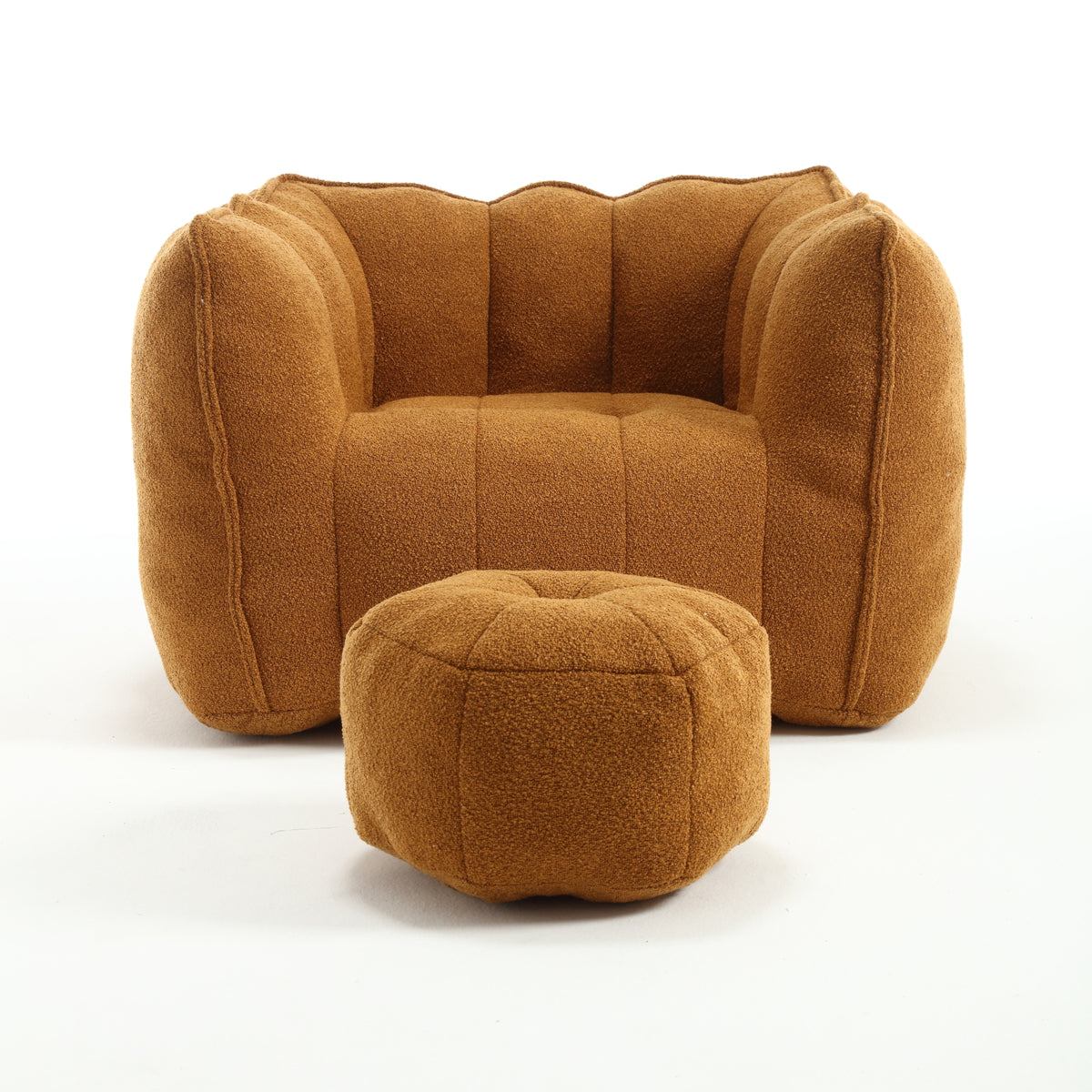 Khaki Chenille Bean Bag Chair with Ottoman