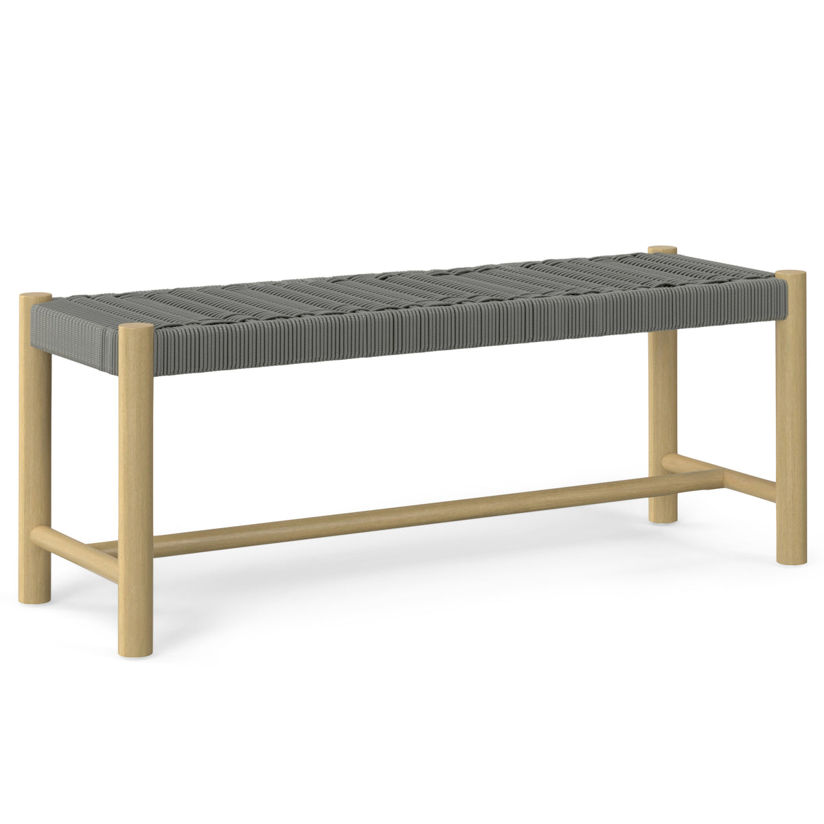 Gray Solid Wood Outdoor Bench, 46 in Wide