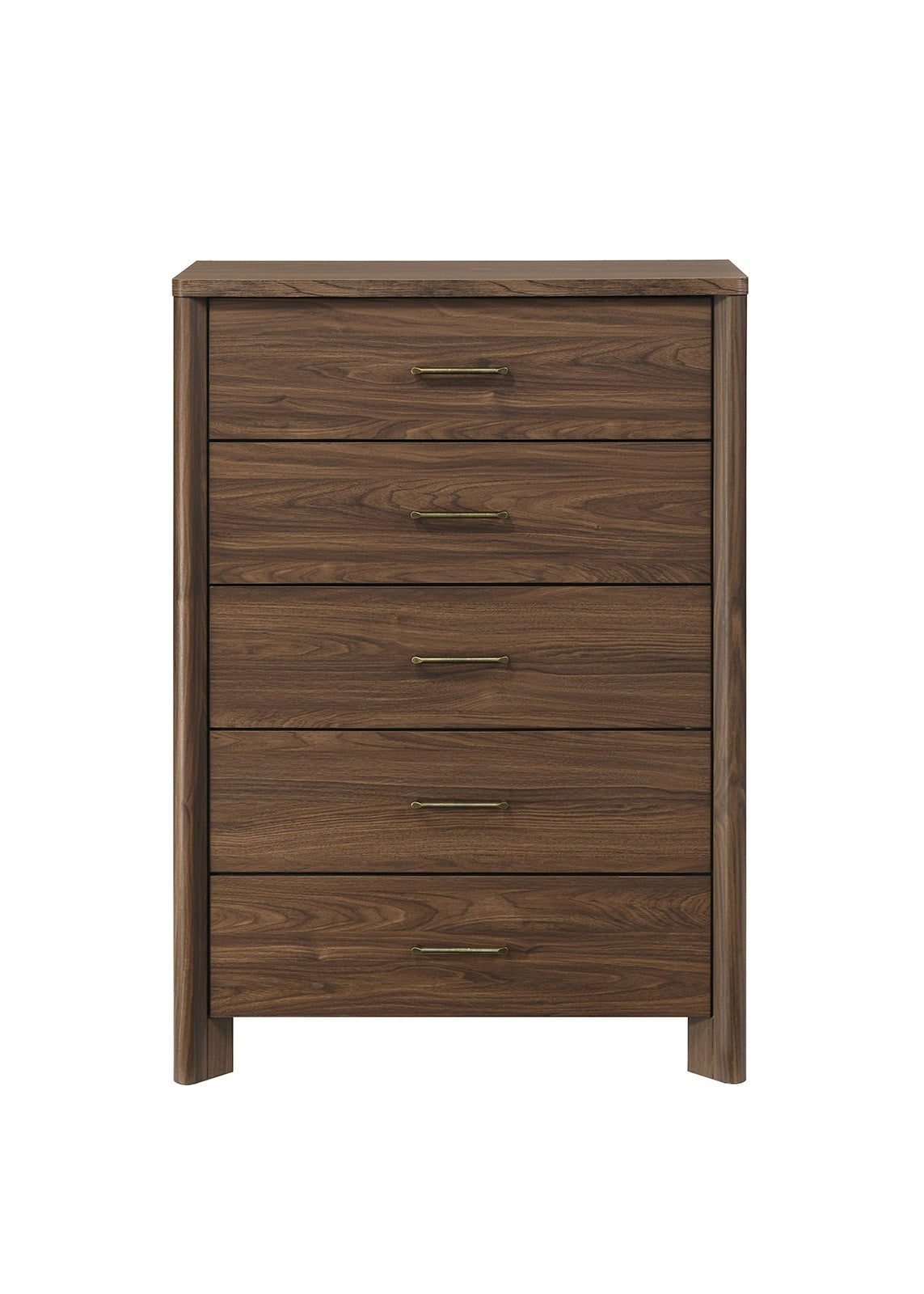 Walnut 5-Drawer Chest, Mid-Century Bedroom Storage