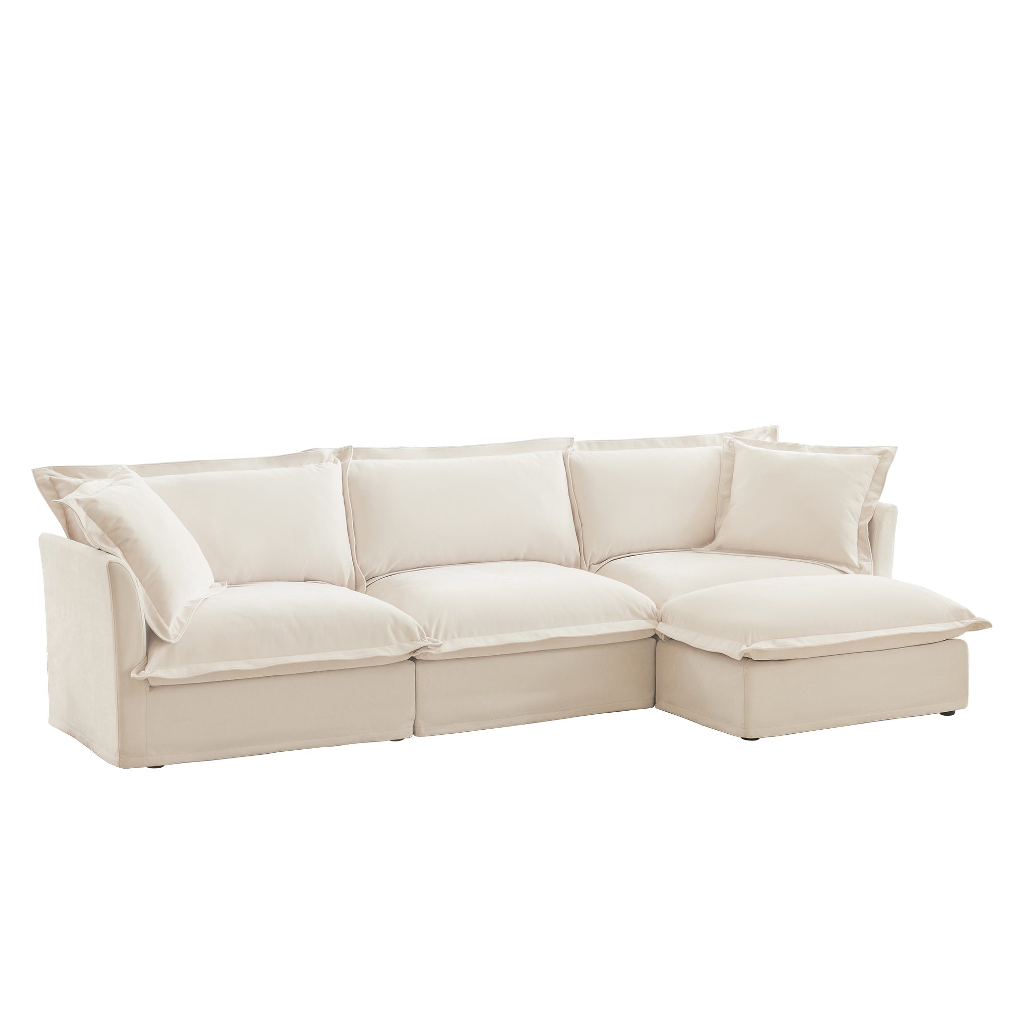 Fluffy 3-Seat Modular Sofa in Chenille Cream #OttOnly_1 #Fabric_Chenille Cream
