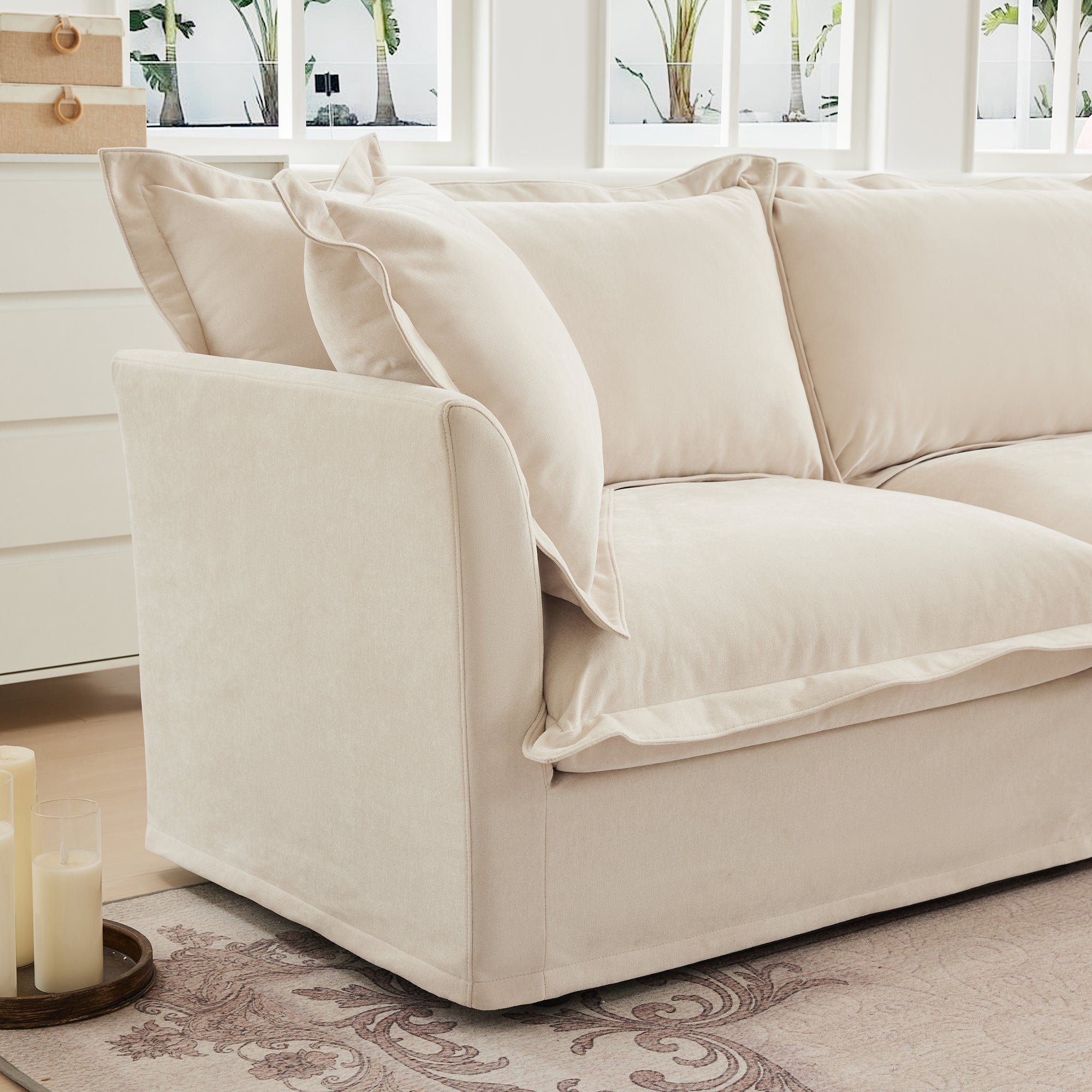 Fluffy 2-Seat Modular Sofa in Chenille Cream #OttOnly_2 #Fabric_Chenille Cream