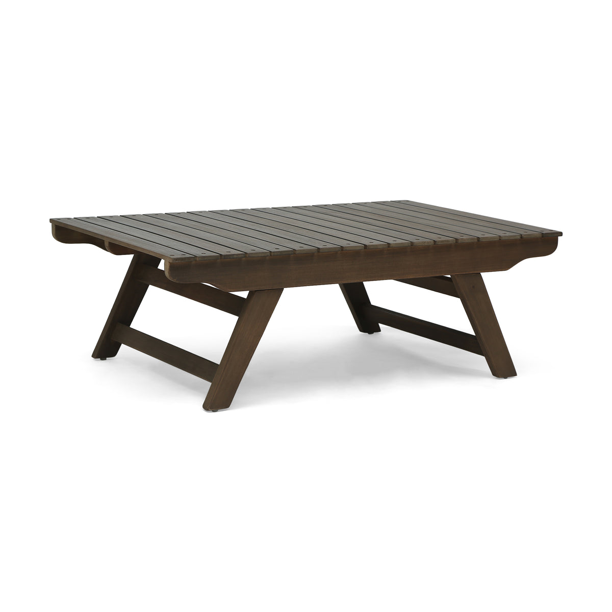 Gray Solid Wood Outdoor Coffee Table, 37 in Wide