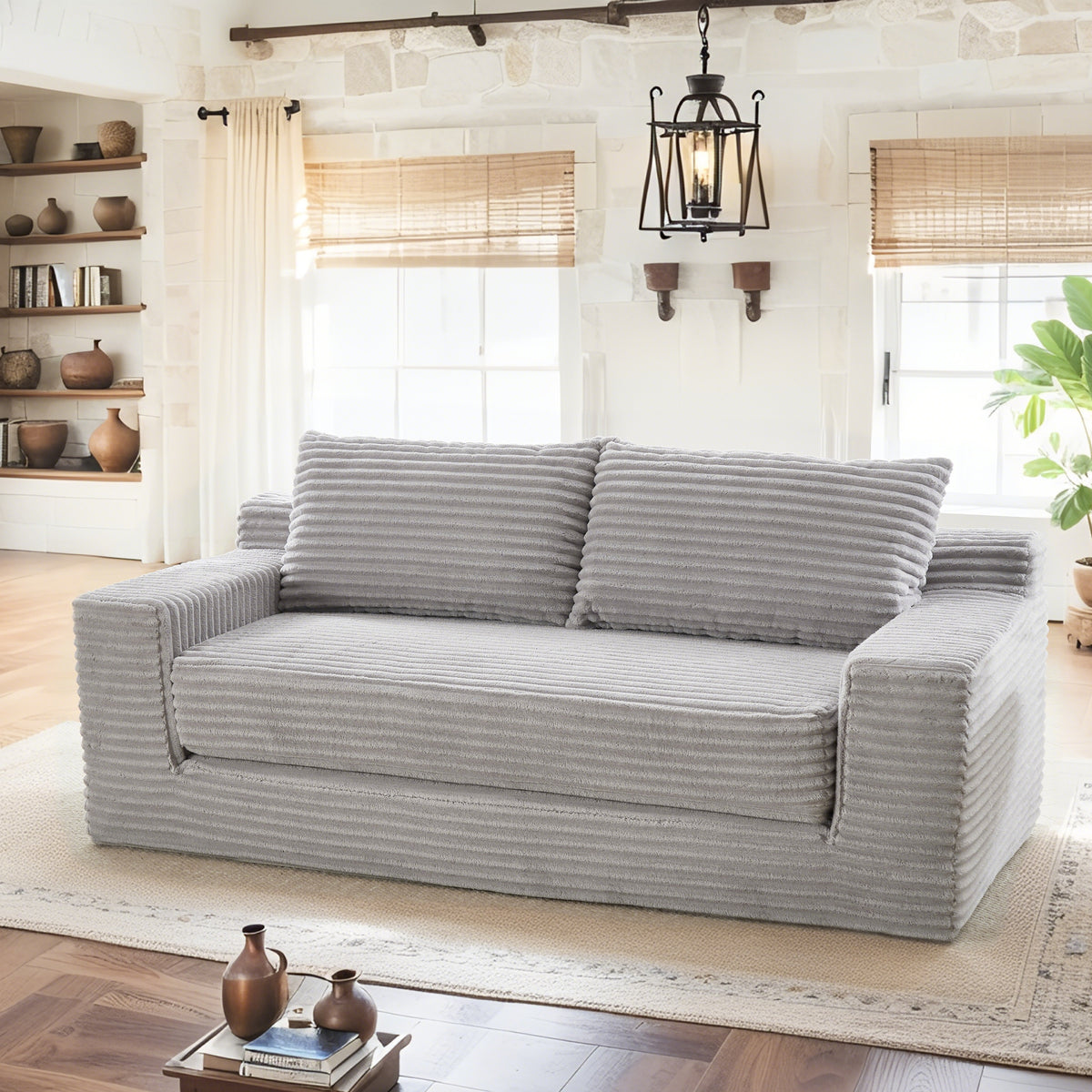 Gray Corduroy Sleeper Loveseat, No Assembly