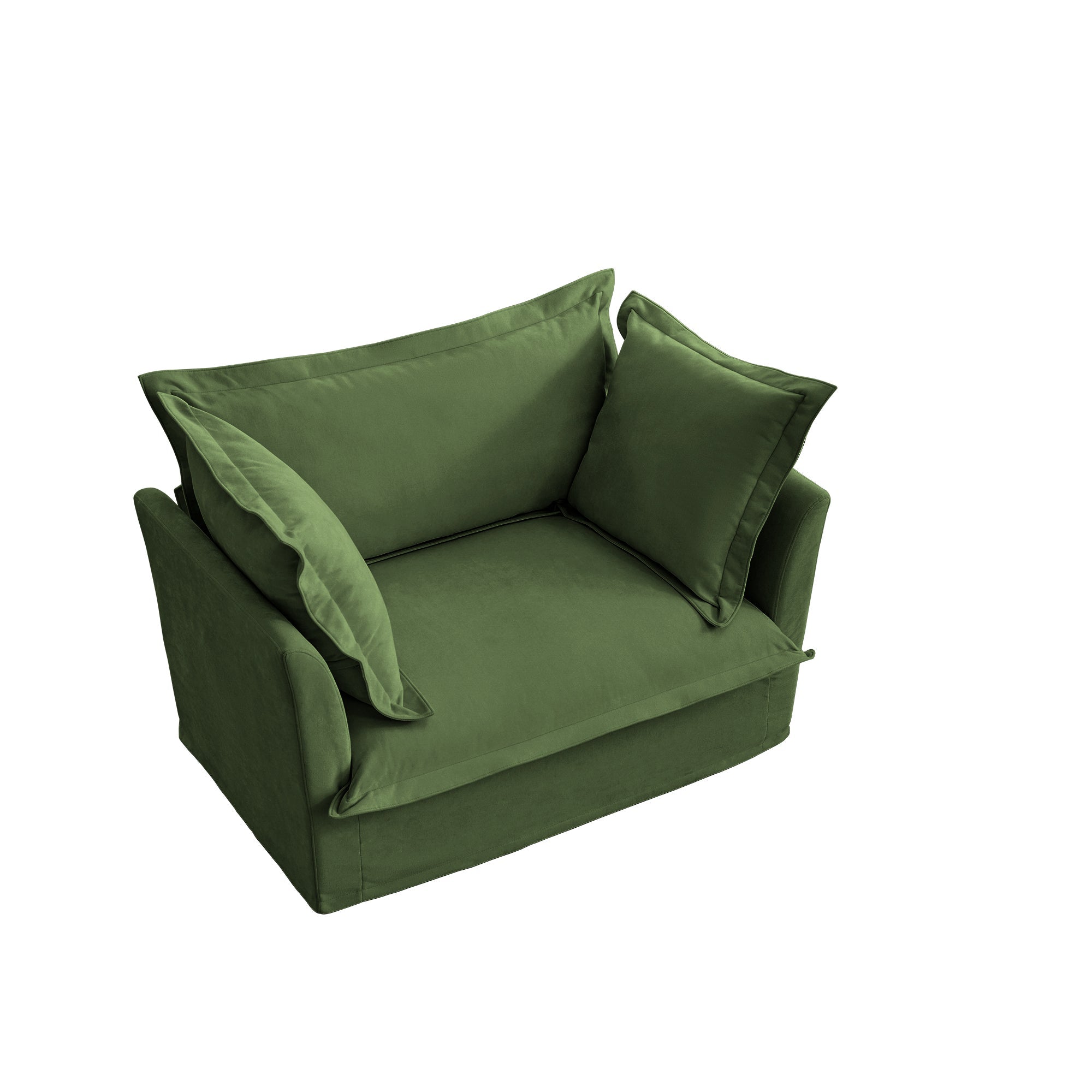 Fluffy Lounge Chair in Chenille Olive #Fabric_Chenille Olive