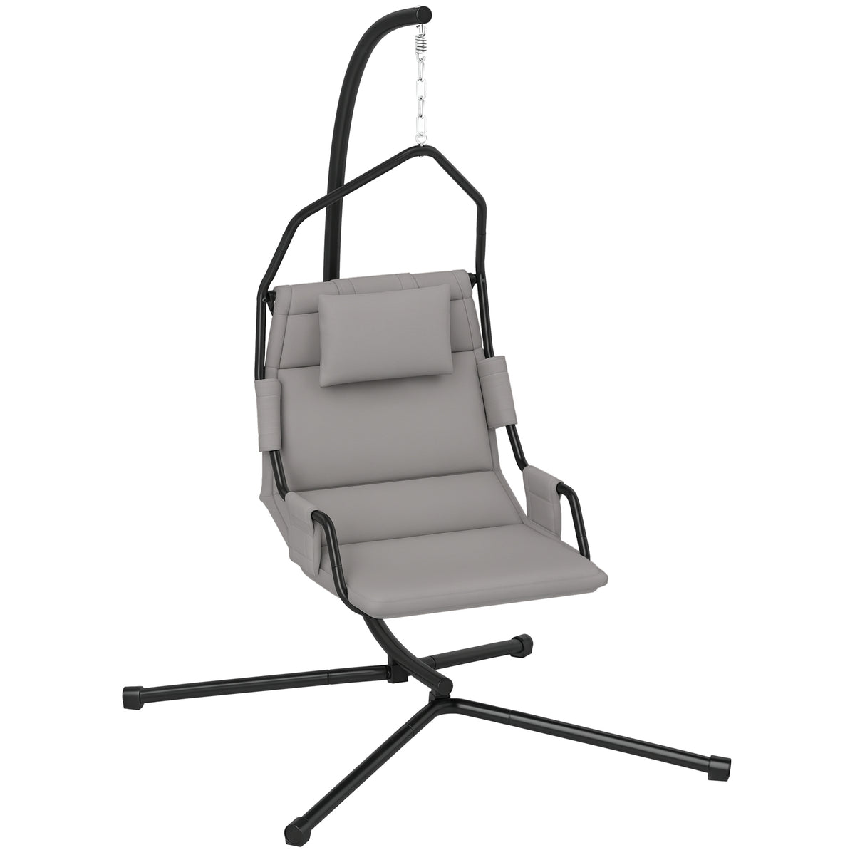 Gray Metal Hammock Chair with Stand