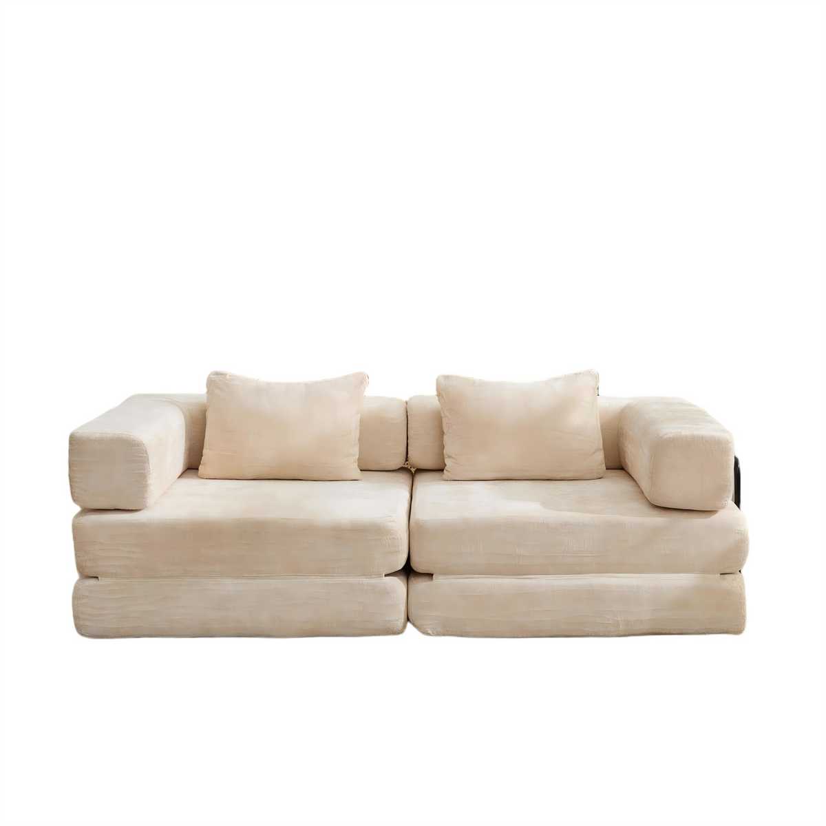 Beige Chenille Modular Sleeper Sectional, No Assembly, 78.7 in Wide