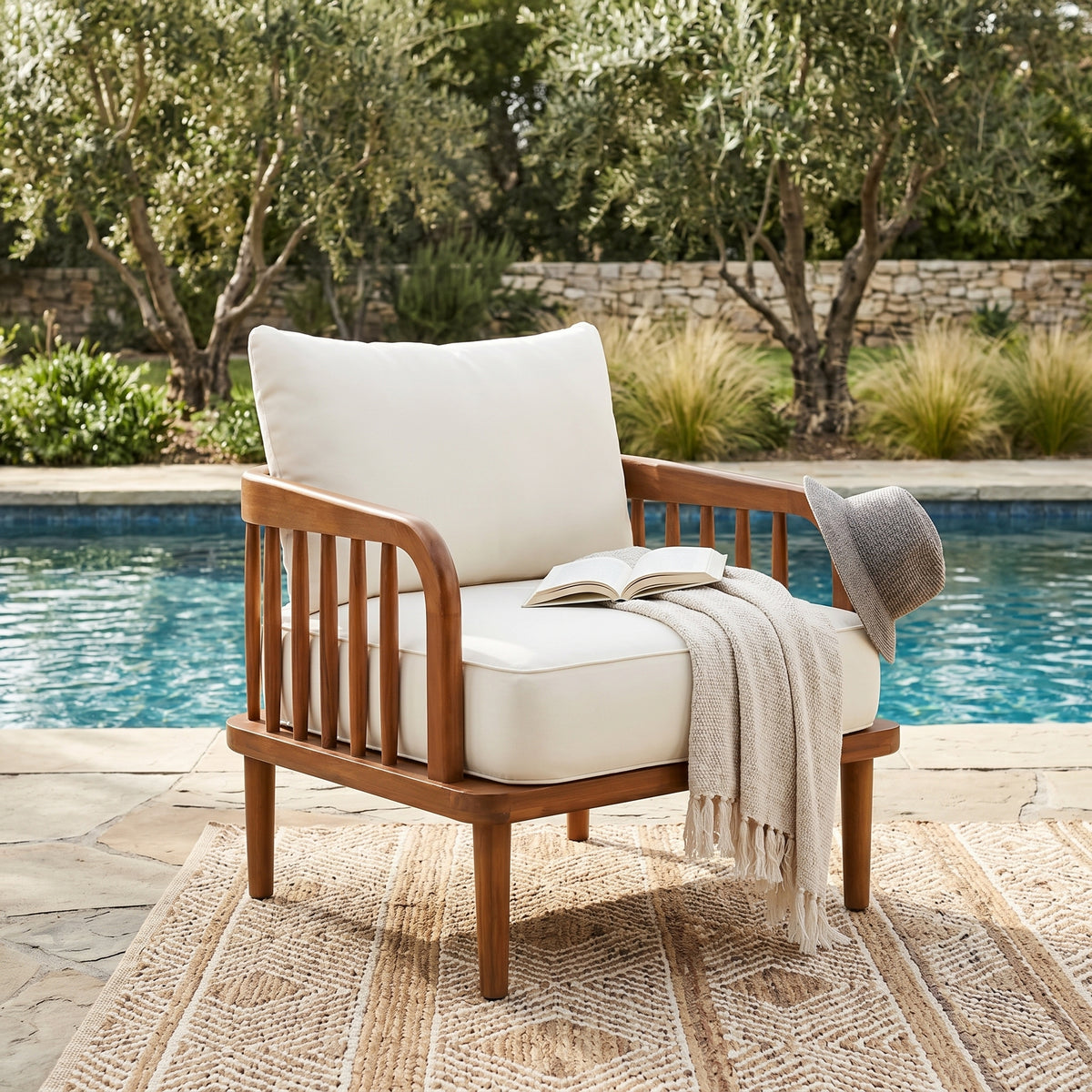 Natural Solid Wood Patio Chair