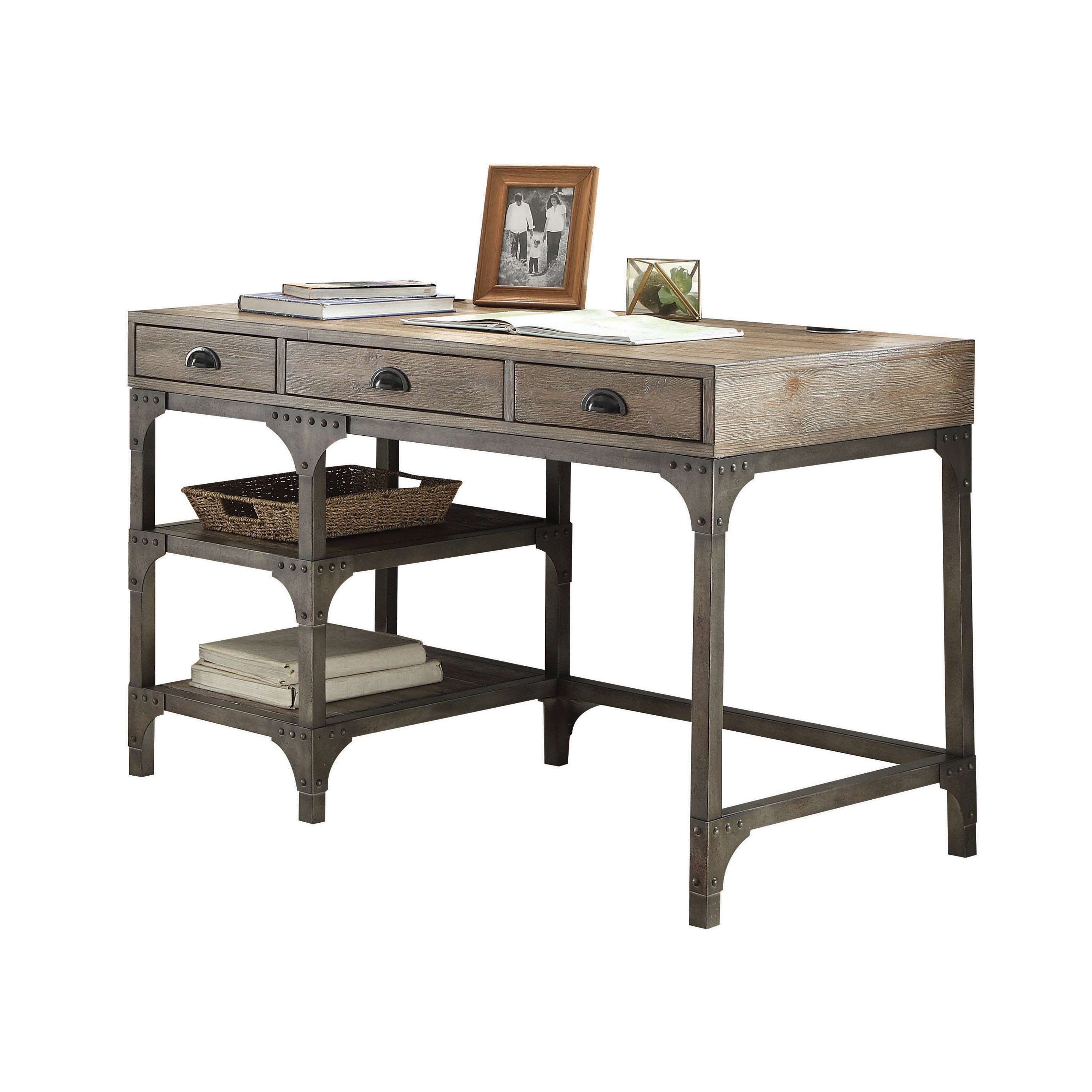 Writing Desk, 47 in, Oak, 24 in Deep