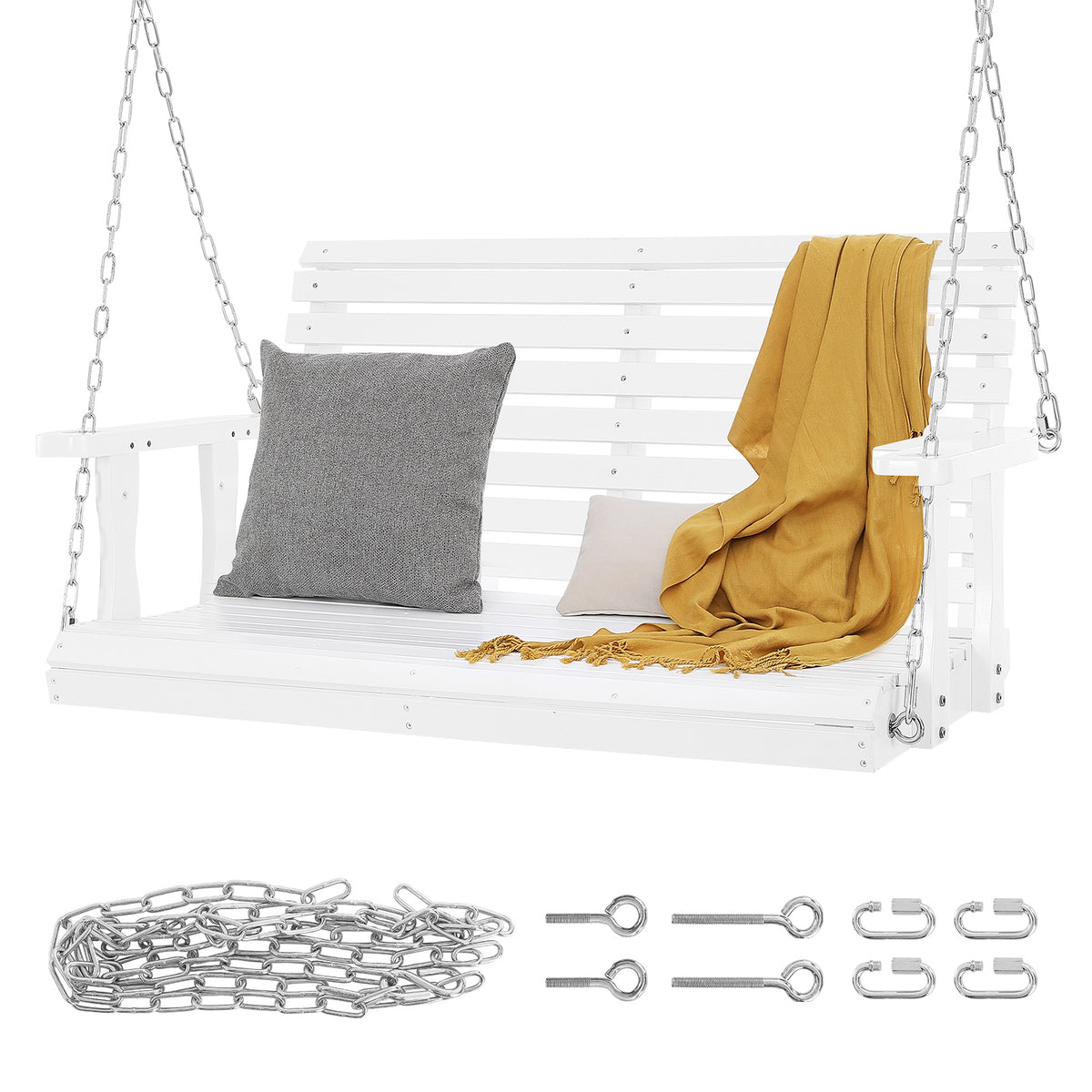 White Porch Swing, 27.2 in Deep